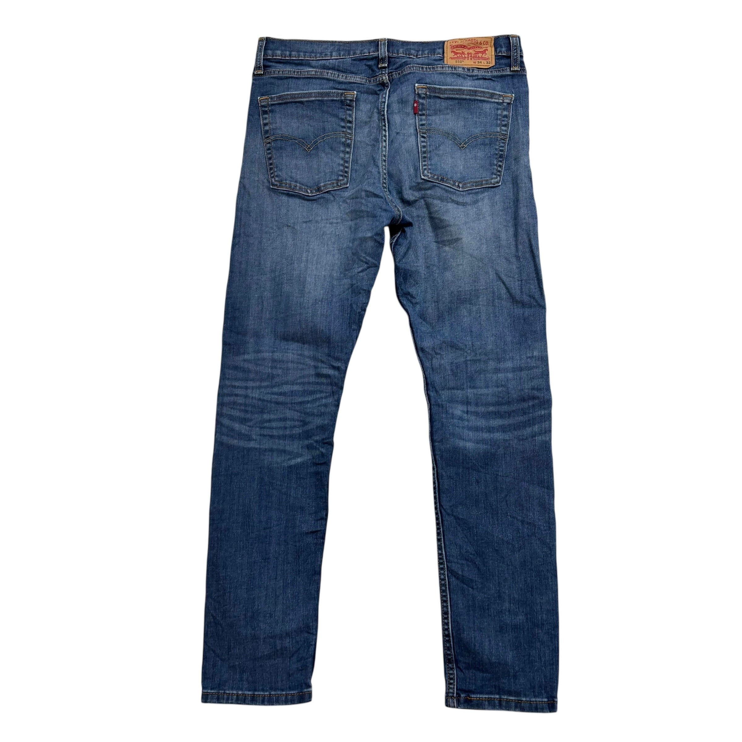 Levis 510 Jeans W34 L32 Mens Mid Blue Skinny Fit Stretch Denim