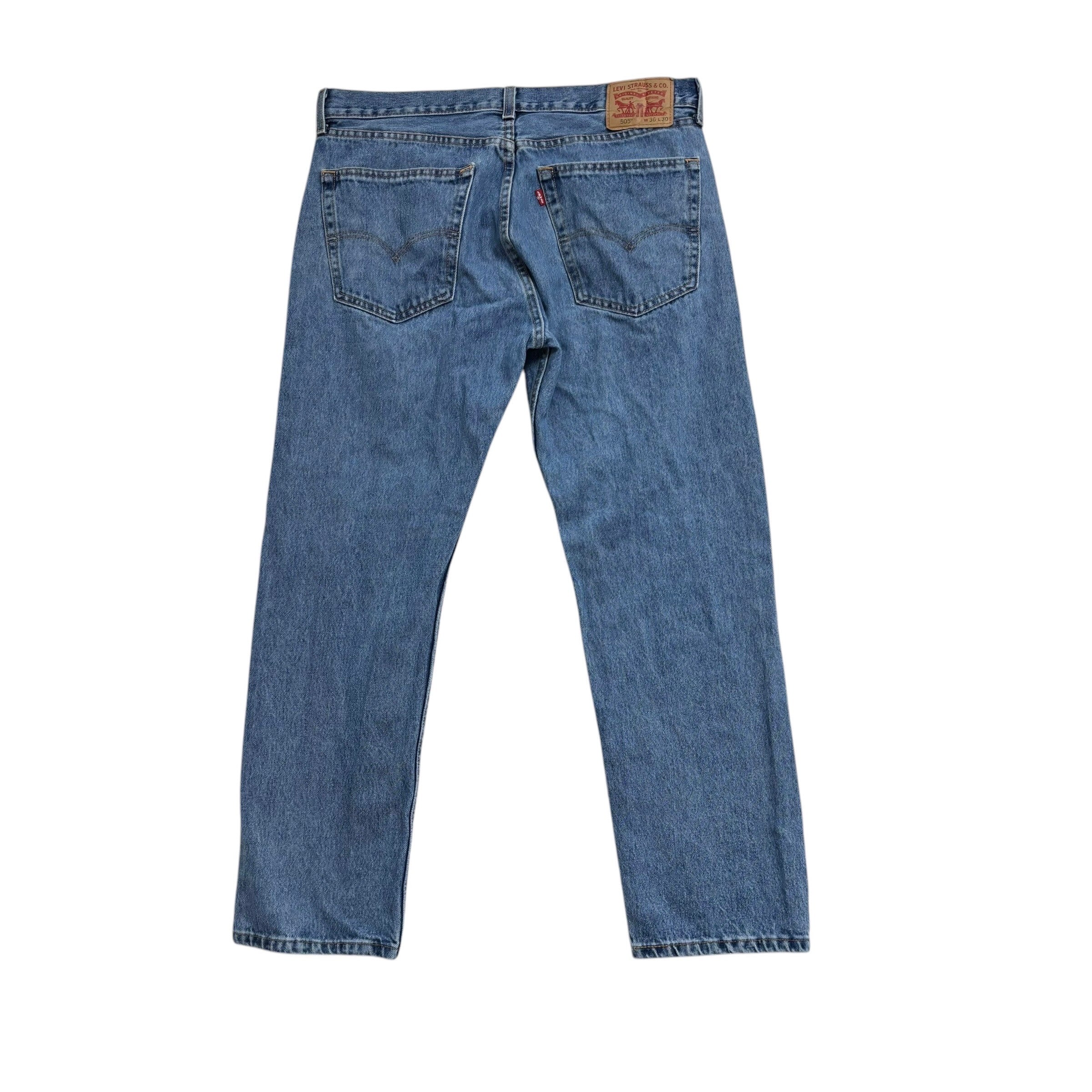 Levis 505 Jeans W36 L30 Mens Light Blue Regular Straight Fit Denim