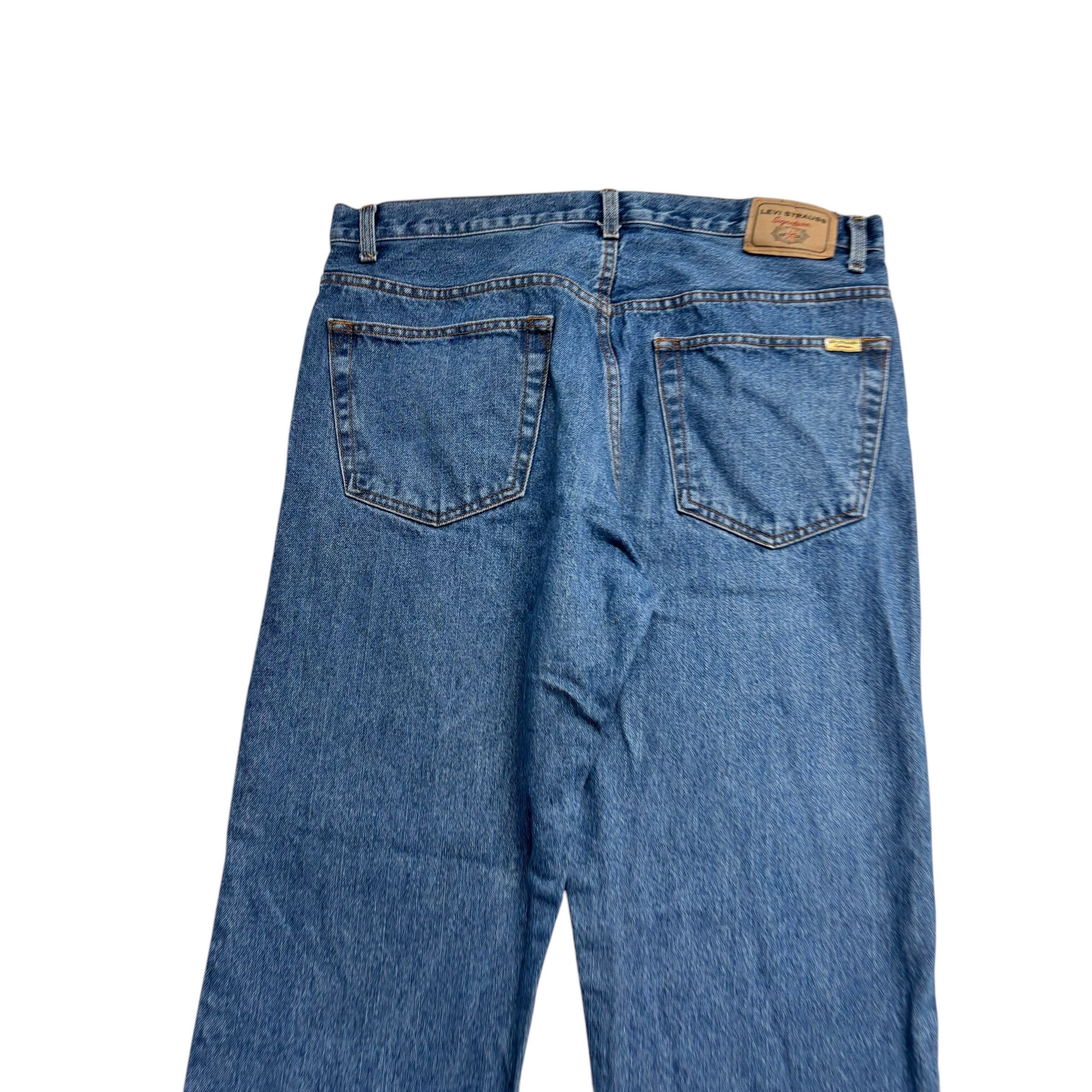 Levis Signature Jeans W38 L32 Mens Mid Blue Regular Straight Vintage Denim (E)