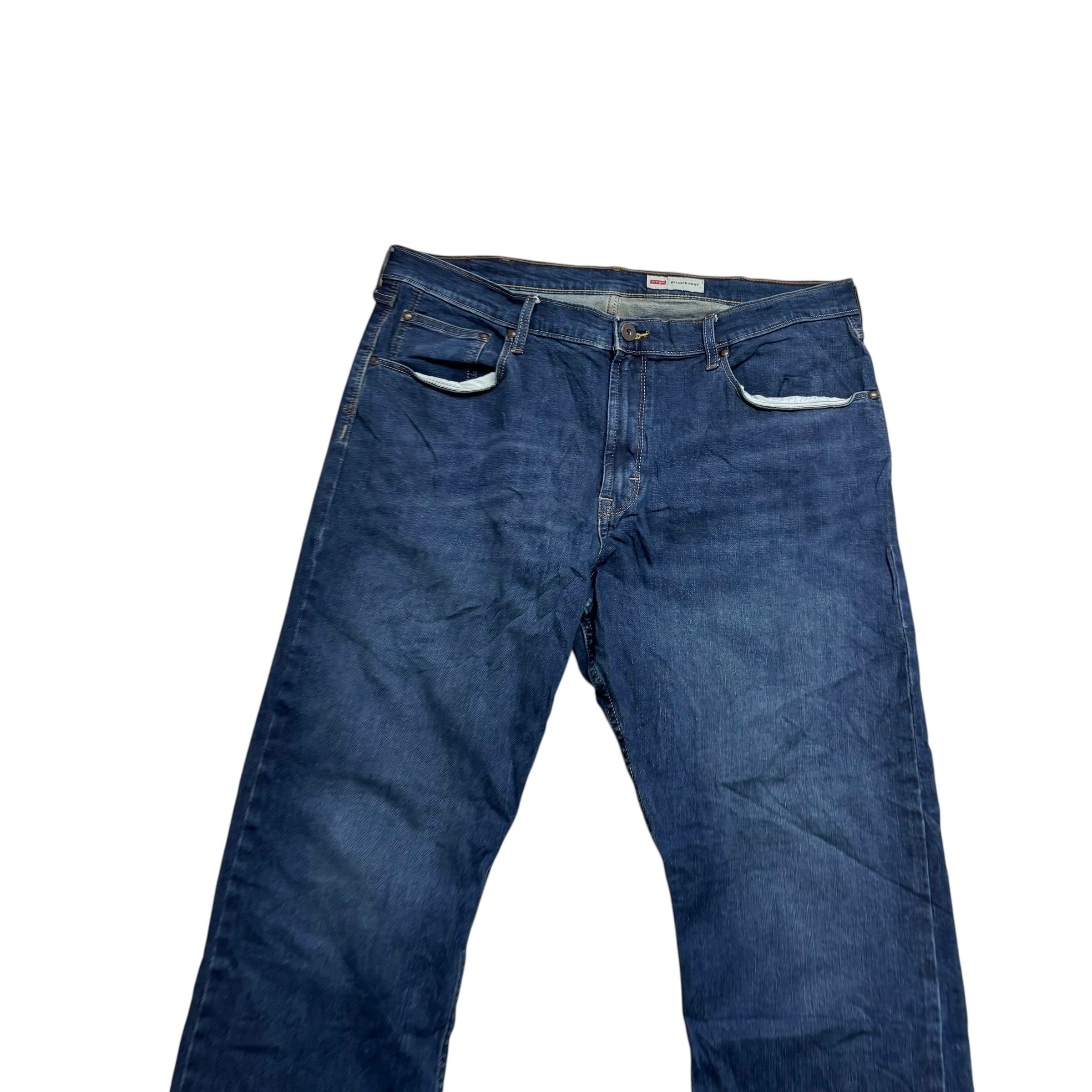 Wrangler Jeans W38 L30 Mens Dark Blue Relaxed Bootcut Fit Stretch Denim (E)