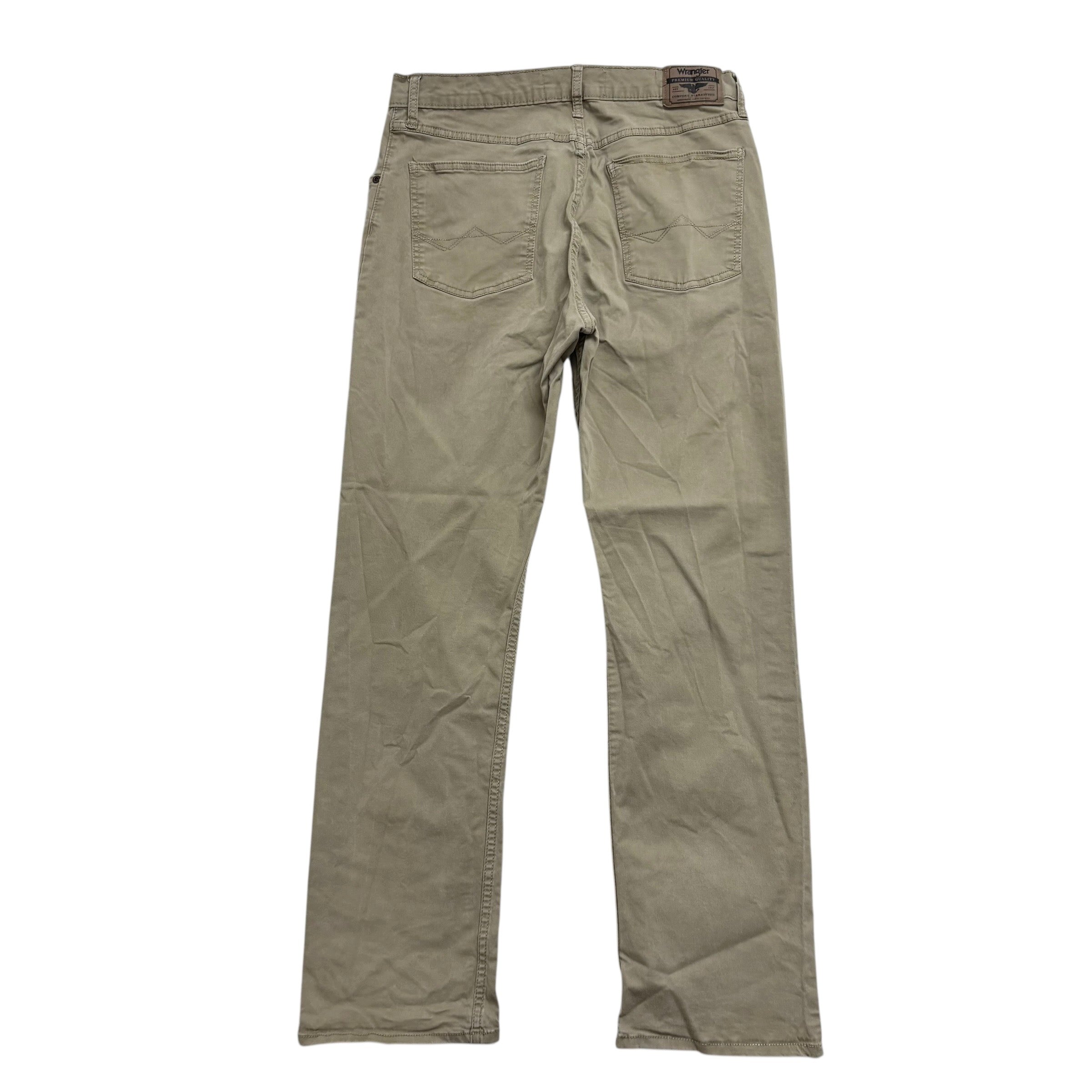 Wrangler Trousers W32 L30 Mens Khaki Regular Straight Fit Stretch Pants