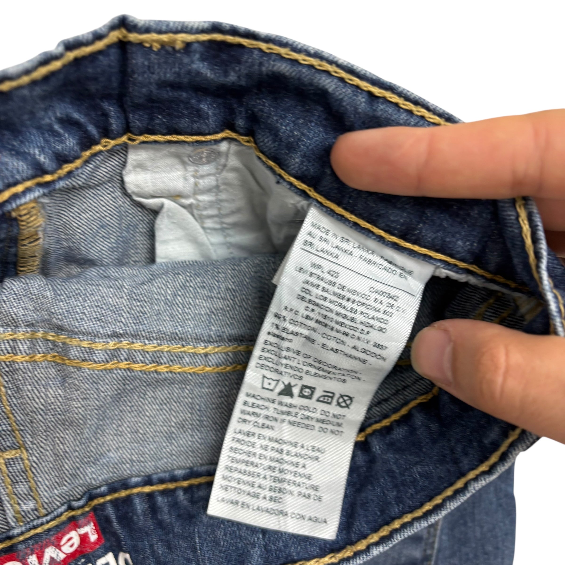 Levis Denizen Jeans W28 L30 Mens Mid Blue Regular Tapered Stretch Denim (E)