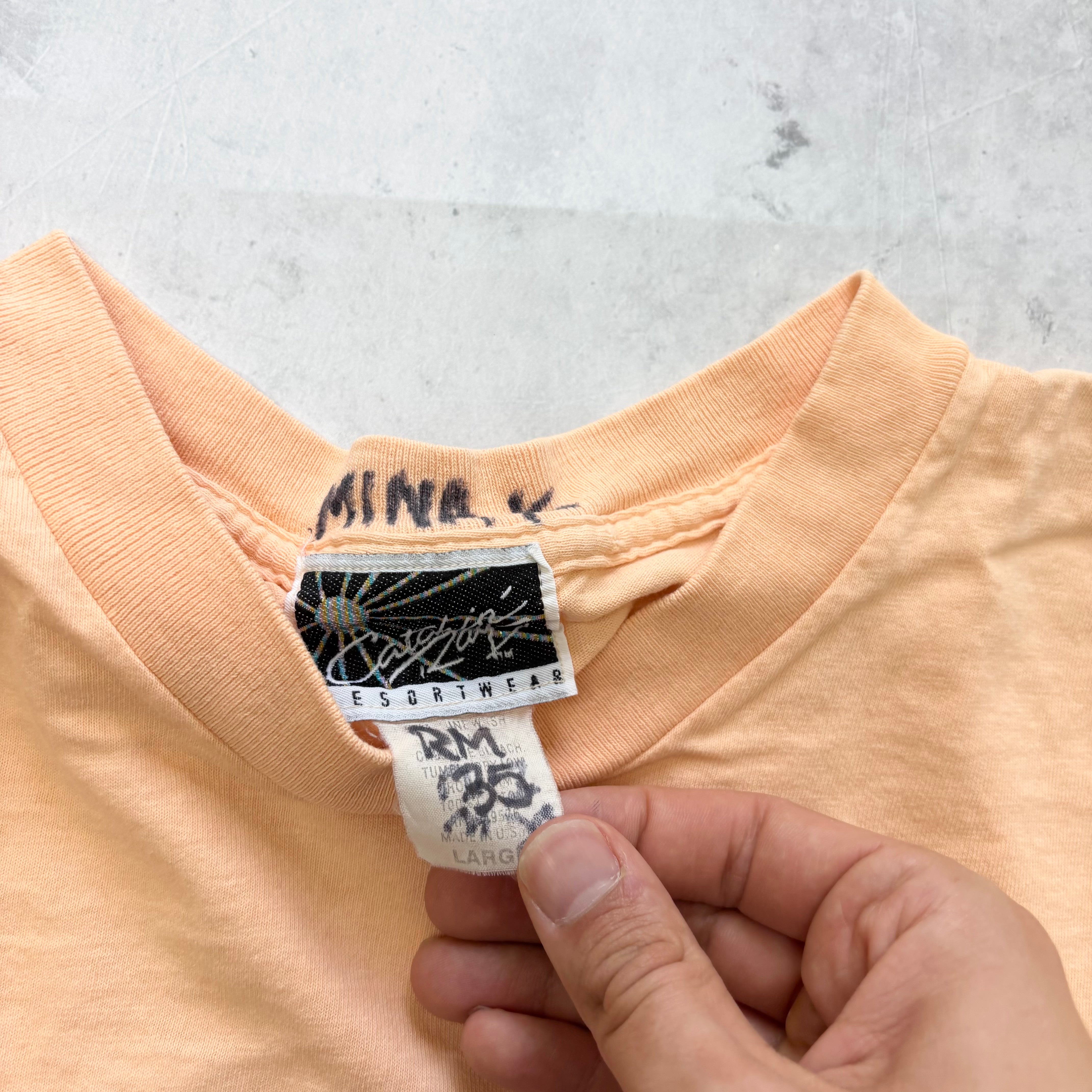 Vintage T Shirt Mens Large Peach Single Stitch Graphic Print 90s Tourist (E)