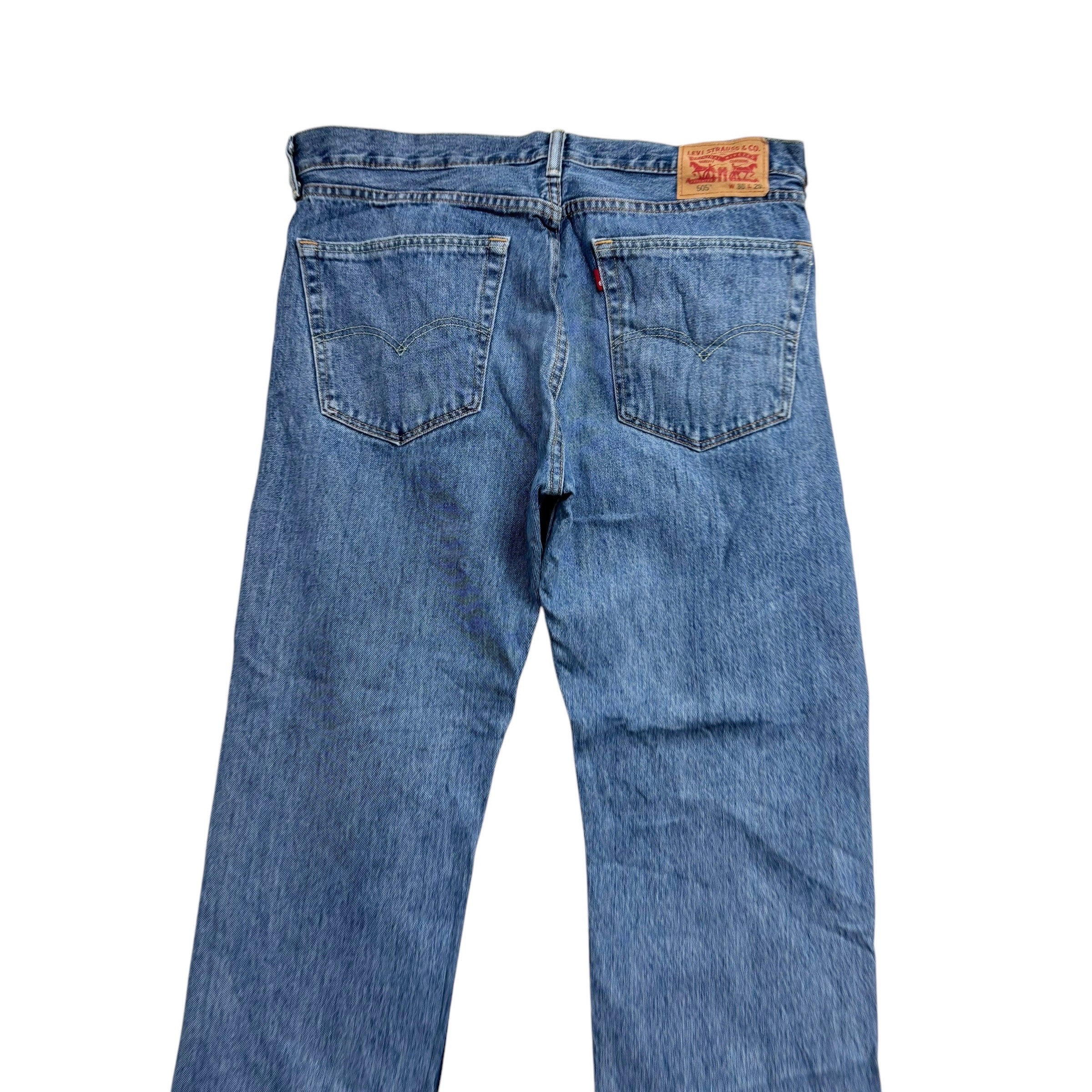 Levis 505 Jeans W36 L29 Mens Light Blue Regular Straight Fit Denim (E)