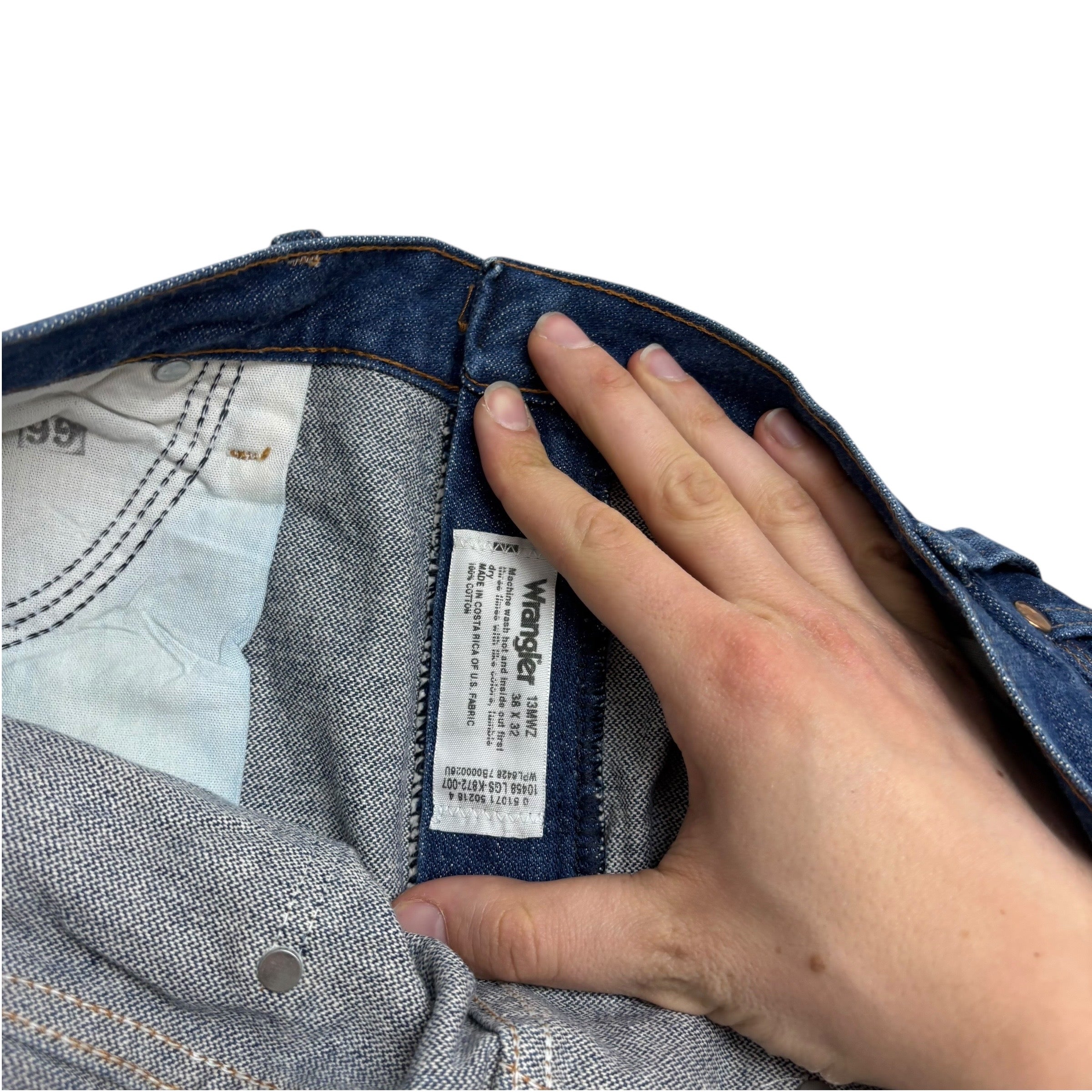 Wrangler Jeans Cowboy Cut W36 L32 Mens Dark Blue 13MWZ Original Fit Denim