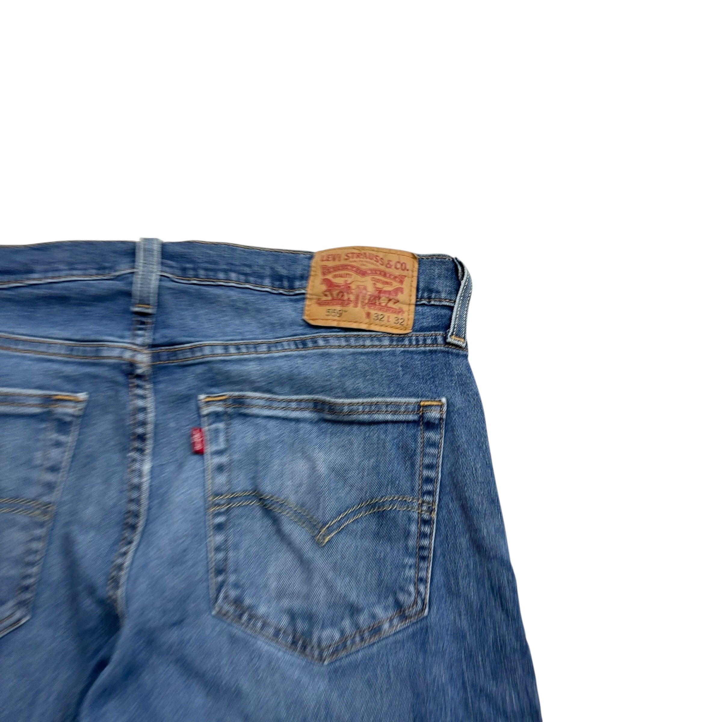 Levis 559 Jeans W32 L32 Mens Mid Blue Regular Straight Fit Stretch Denim (E)