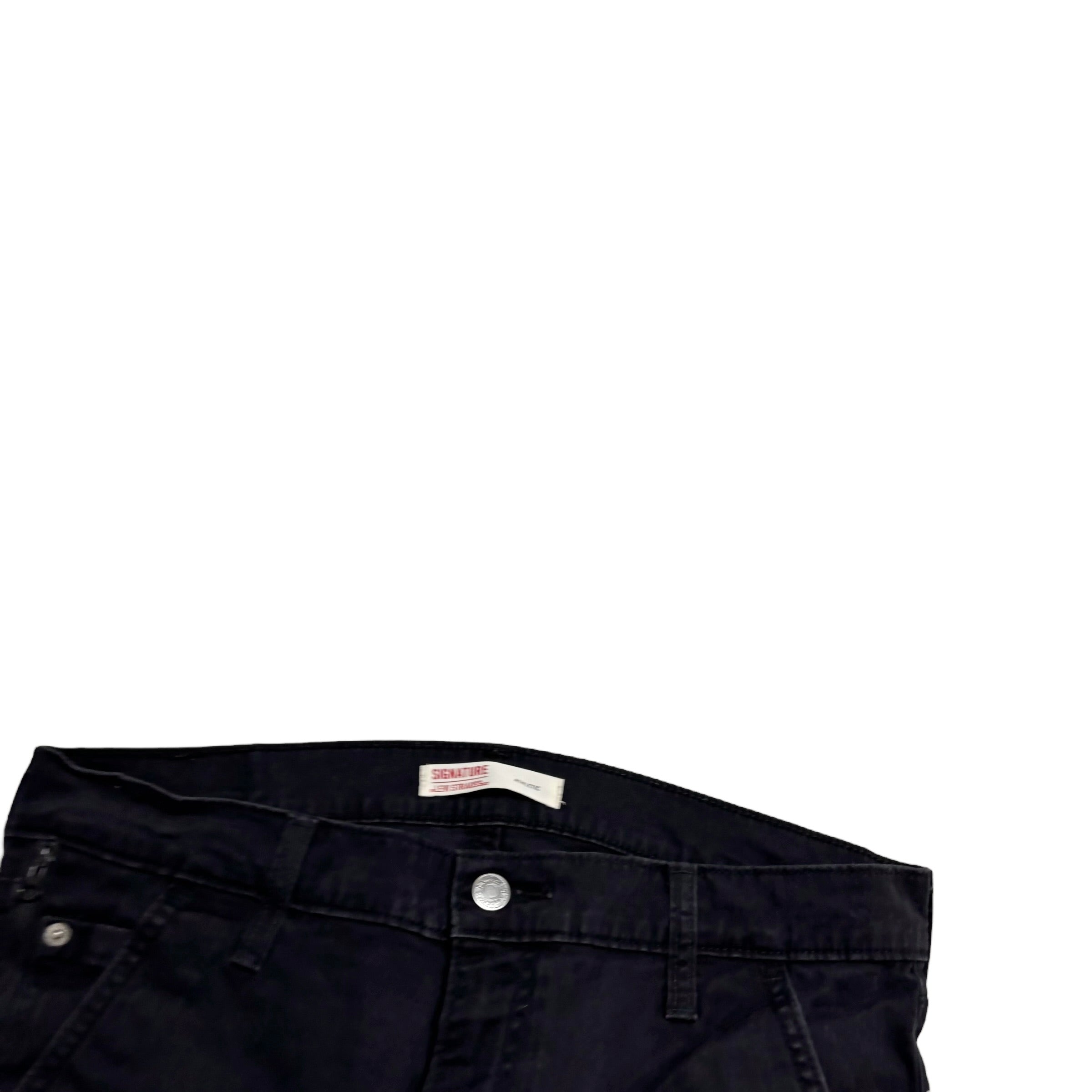 Levis Signature Trousers W32 L31 Mens Black Athletic Straight Stretch Pants (E)