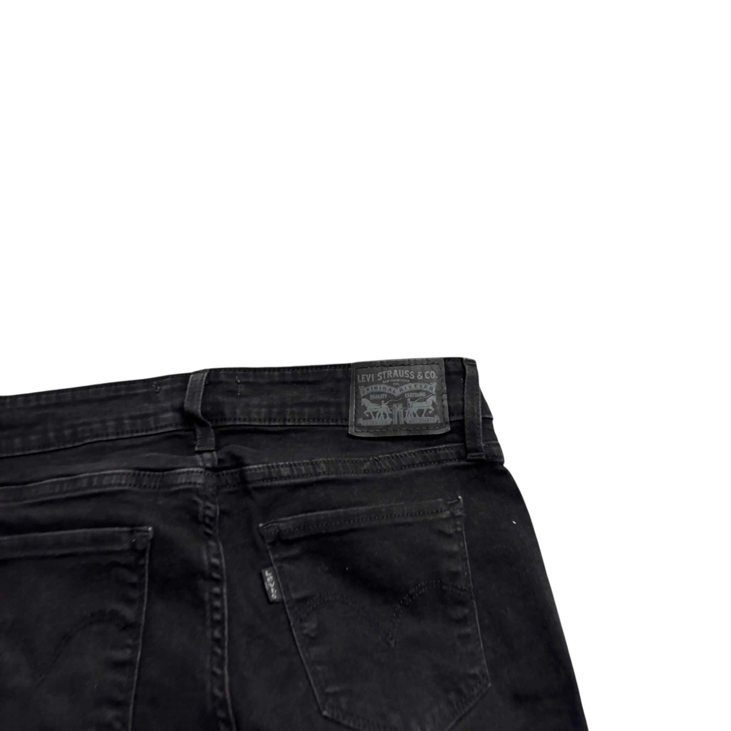 Levis 711 Jeans W28 L30 Womens Skinny Fit Black Stretch Denim (E)