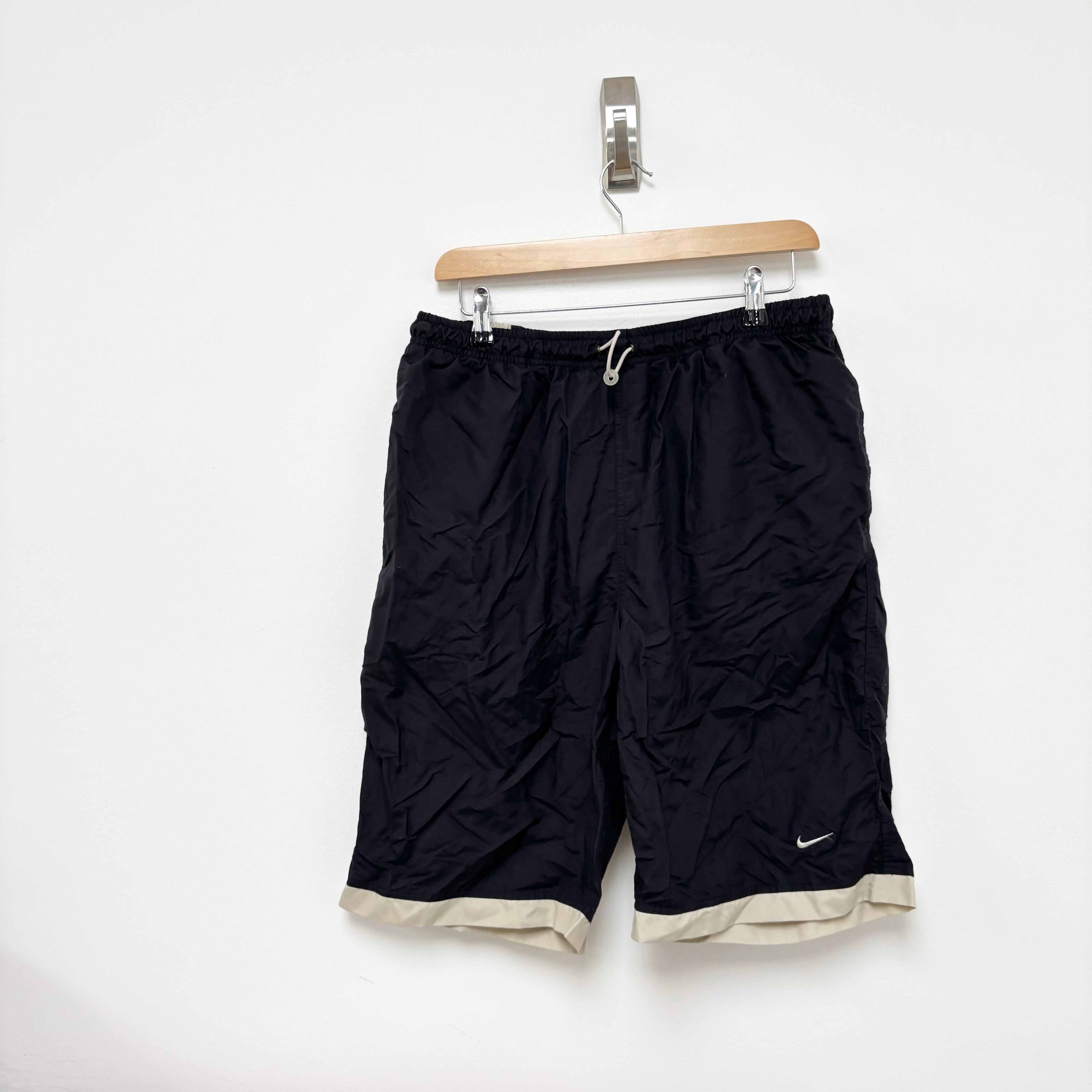 Nike Swimming Shorts Mens Large Black Vintage Surf Beach Swim (E)