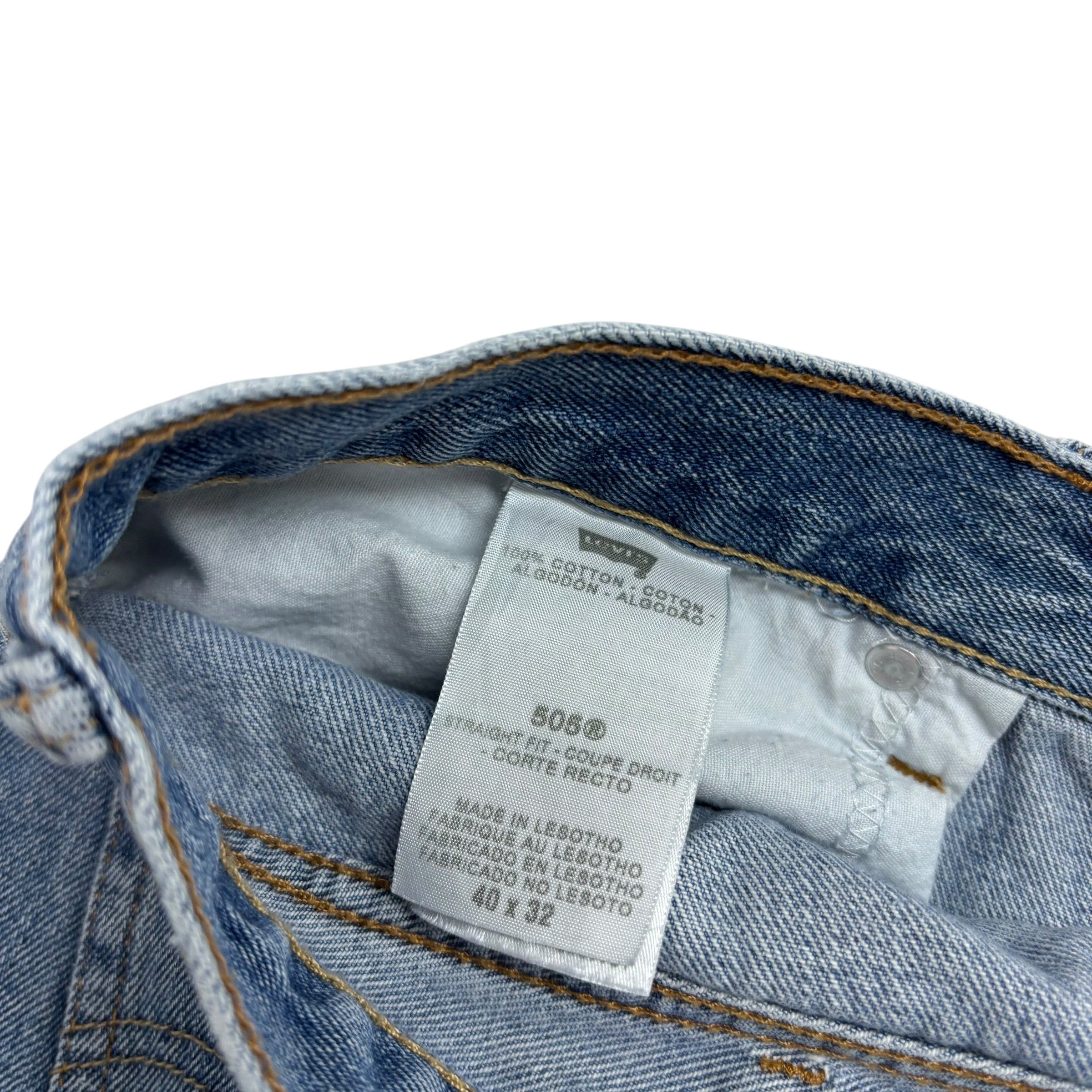 Levis 505 Jeans W40 L32 Mens Light Blue Regular Straight Fit Vintage Denim (E)