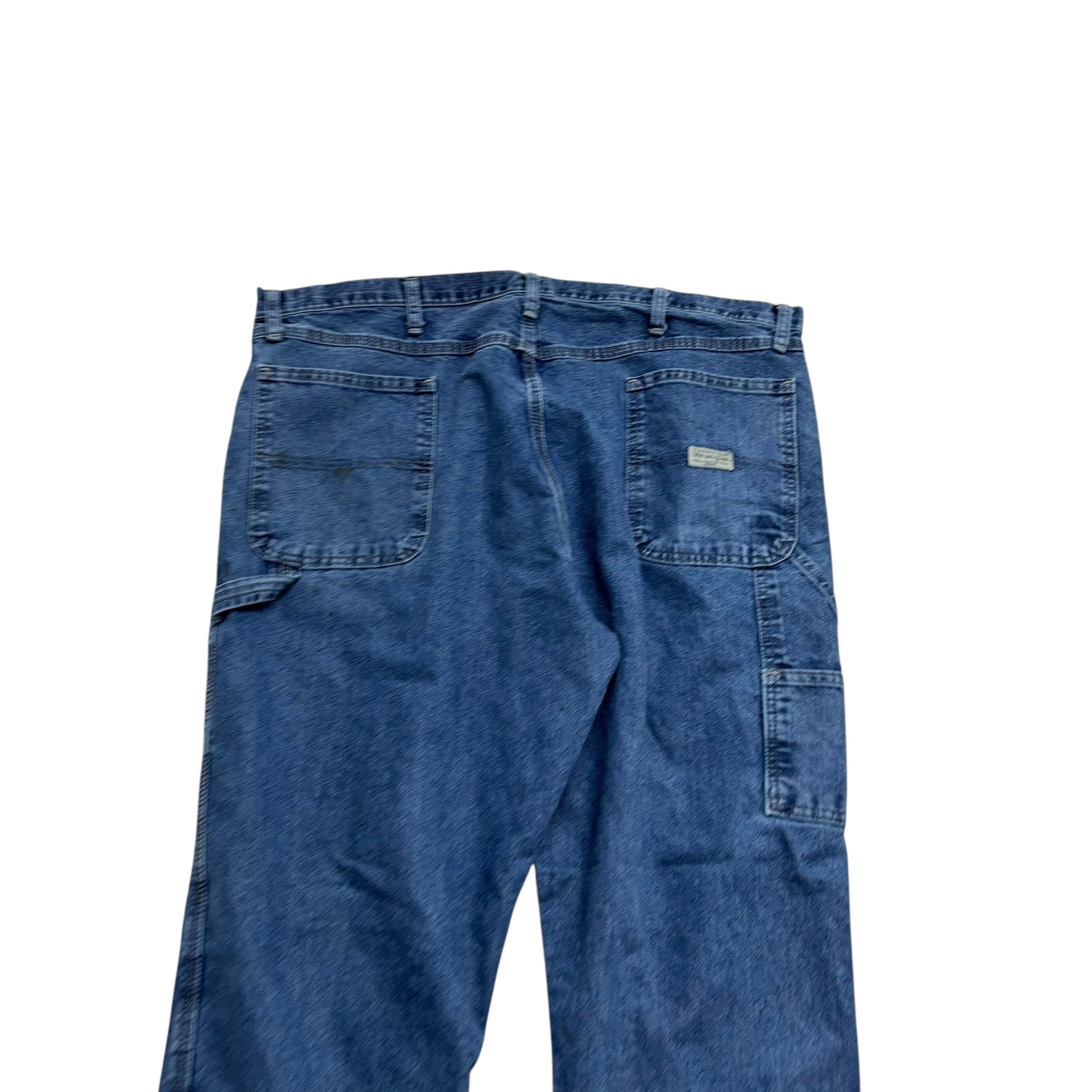 Wrangler Carpenter Jeans W42 L32 Mens Mid Blue Relaxed Straight Fit Denim (F)