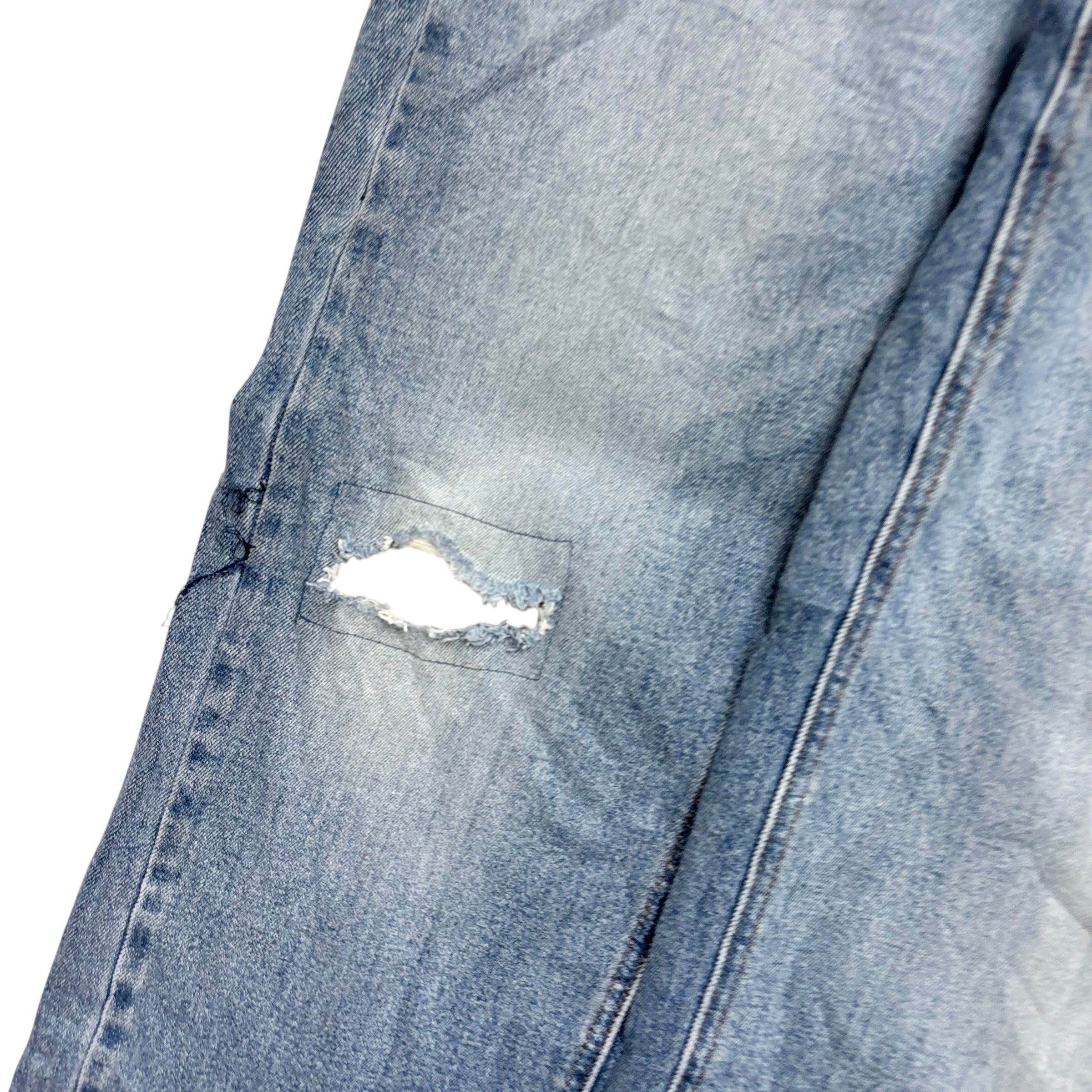 Levis 541 Jeans W34 L36 Mens Light Blue Athletic Tapered Fit Stretch Distressed