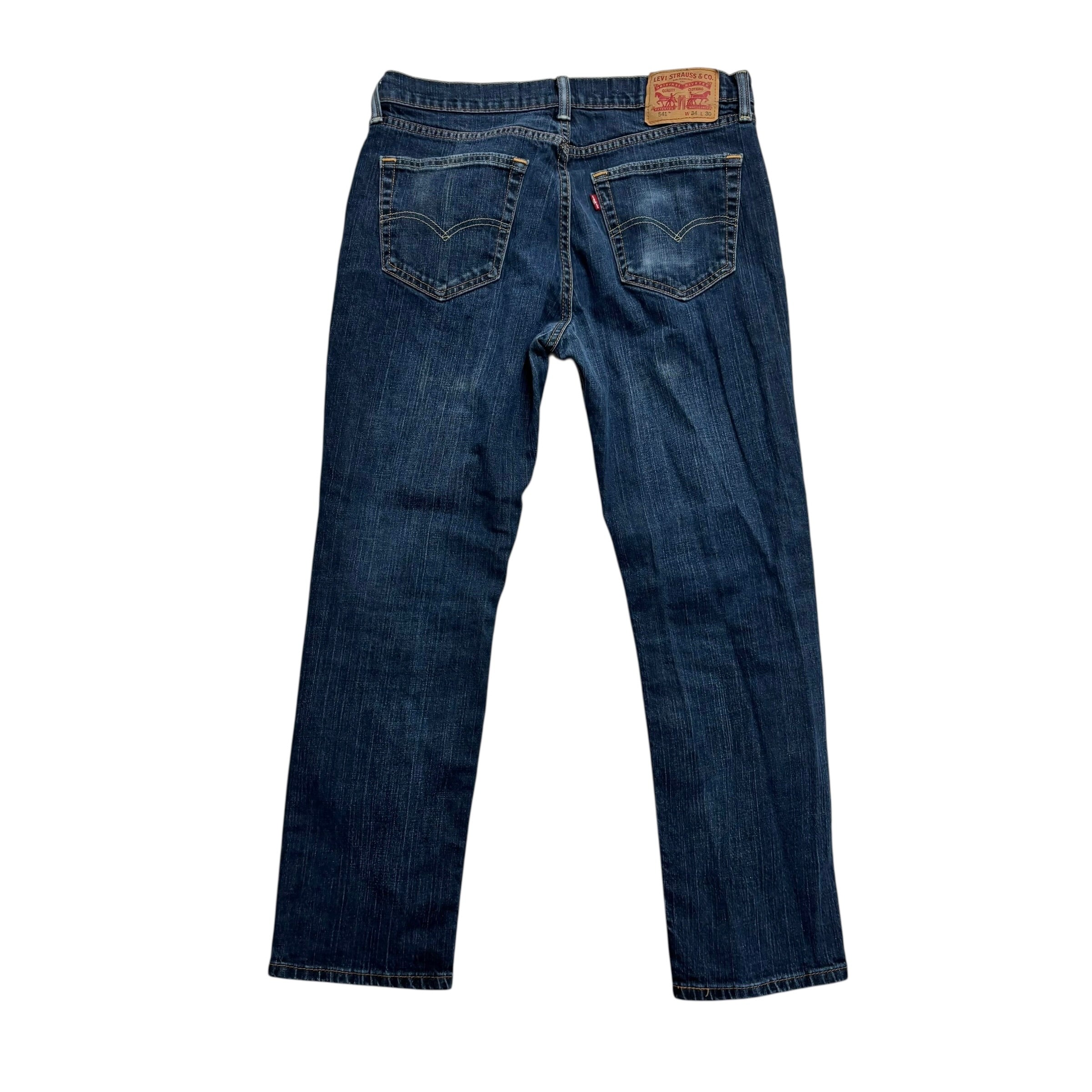 Levis 541 Jeans W33 L28 Mens Dark Blue Athletic Tapered Fit Stretch Denim (F)