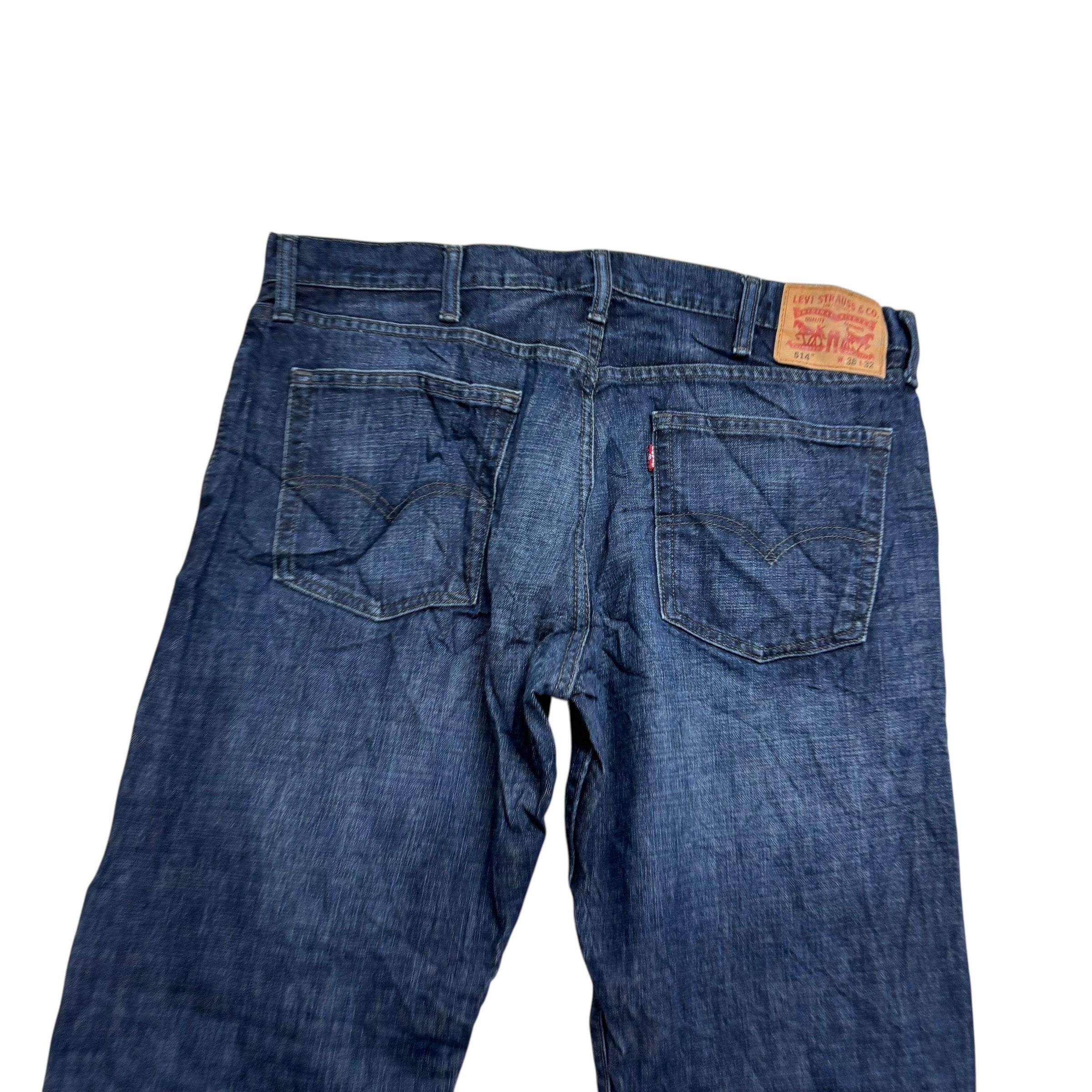 Levis 514 Jeans W38 L32 Mens Dark Blue Regular Straight Fit Denim (E)