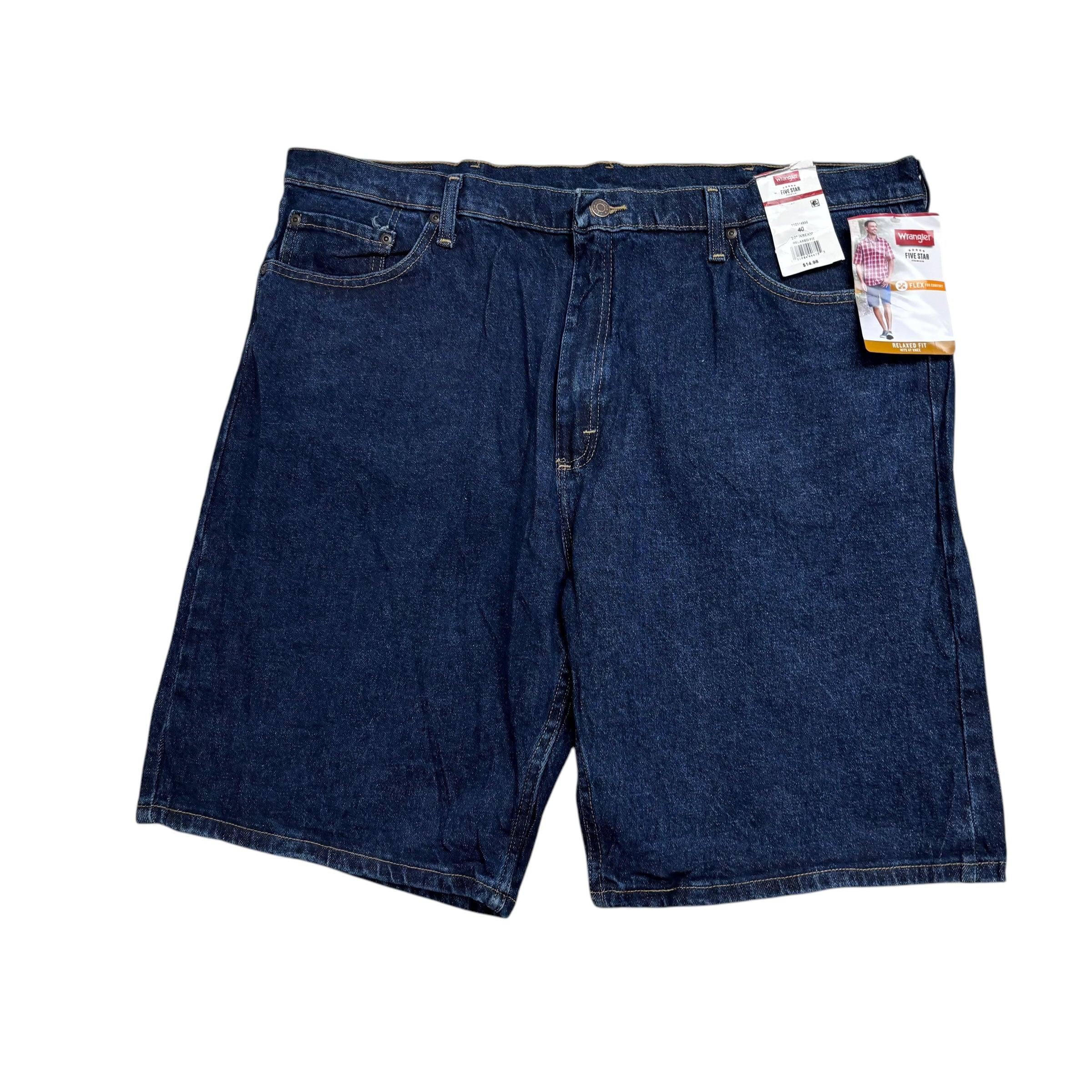 Wrangler Baggy Jorts W40 Mens Denim Shorts Dark Blue Relaxed Fit Stretch (E)