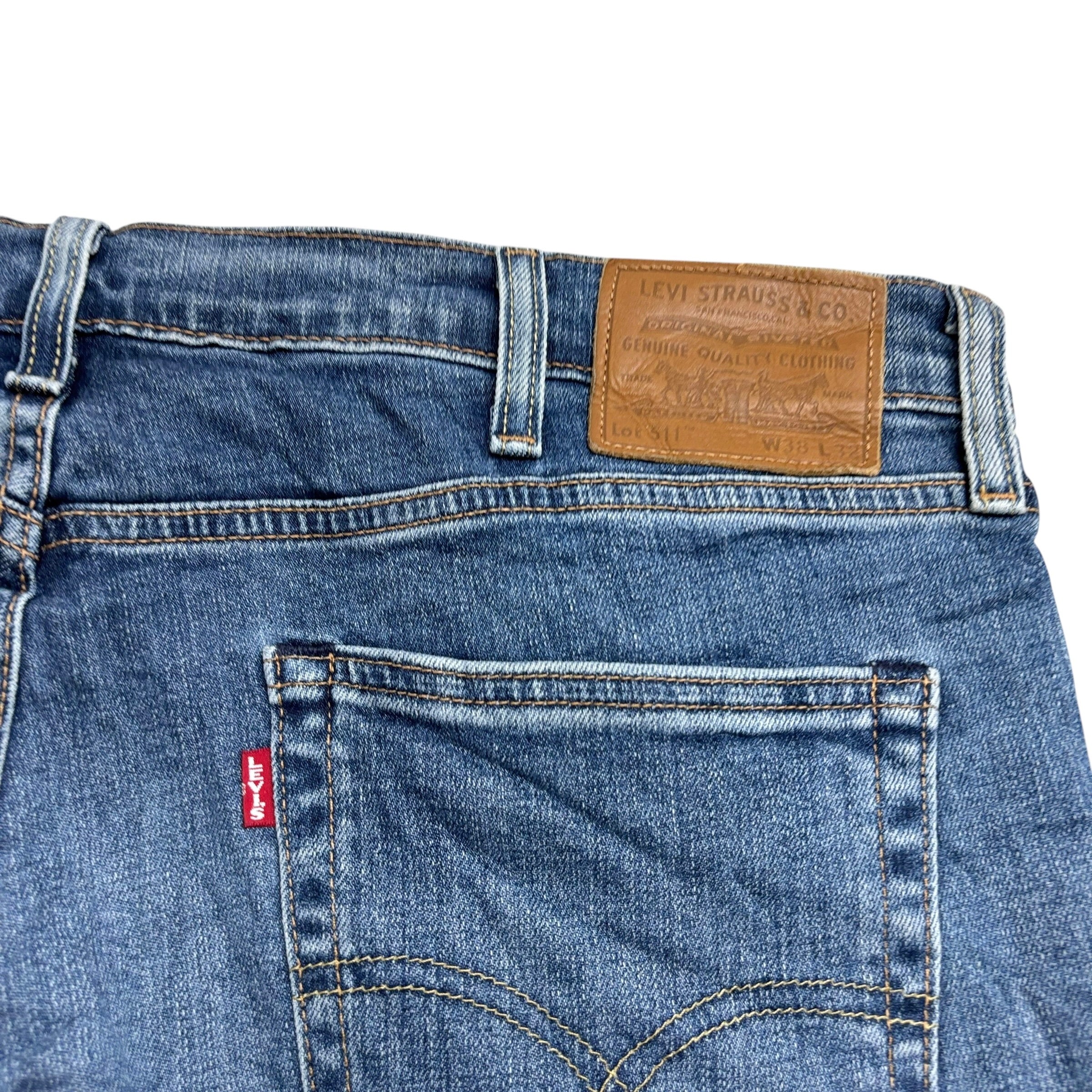 Levis 511 Jeans W38 L32 Mens Mid Blue Slim Fit Stretch Premium Denim (E)