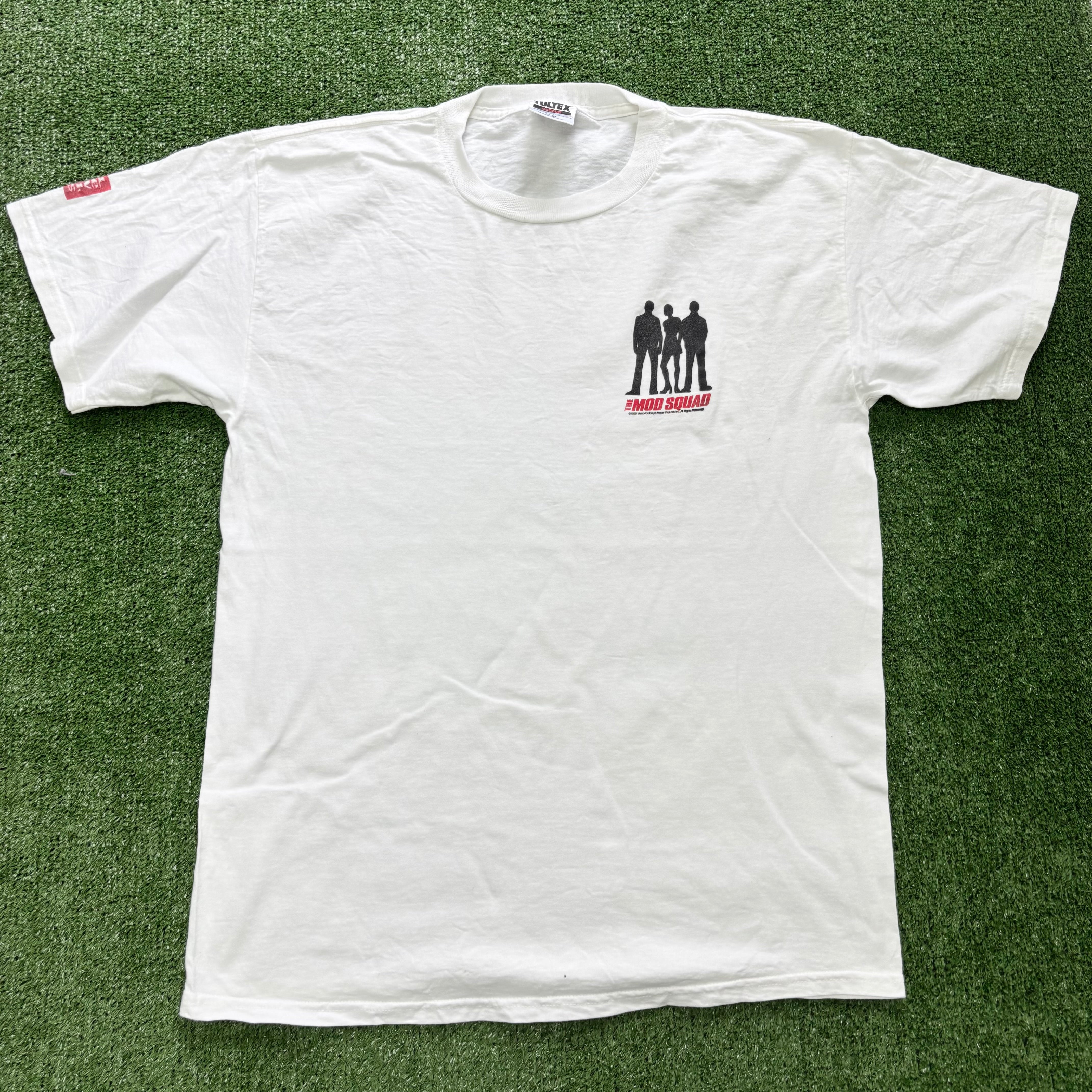 Vintage T Shirt Mens Large White Graphic Print 90s Film Movie Mob Squad