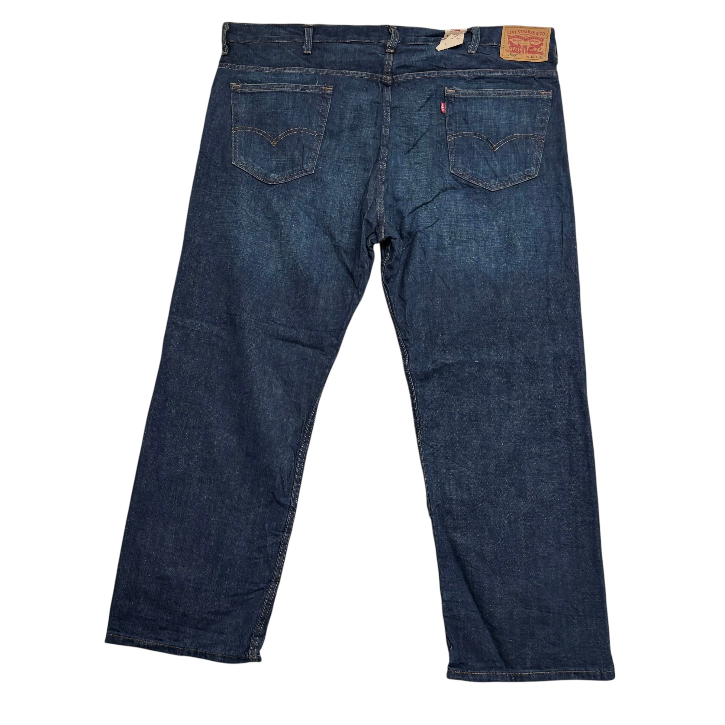 Levis 569 Jeans W44 L30 Mens Dark Blue Baggy Relaxed Straight Fit Denim (E)
