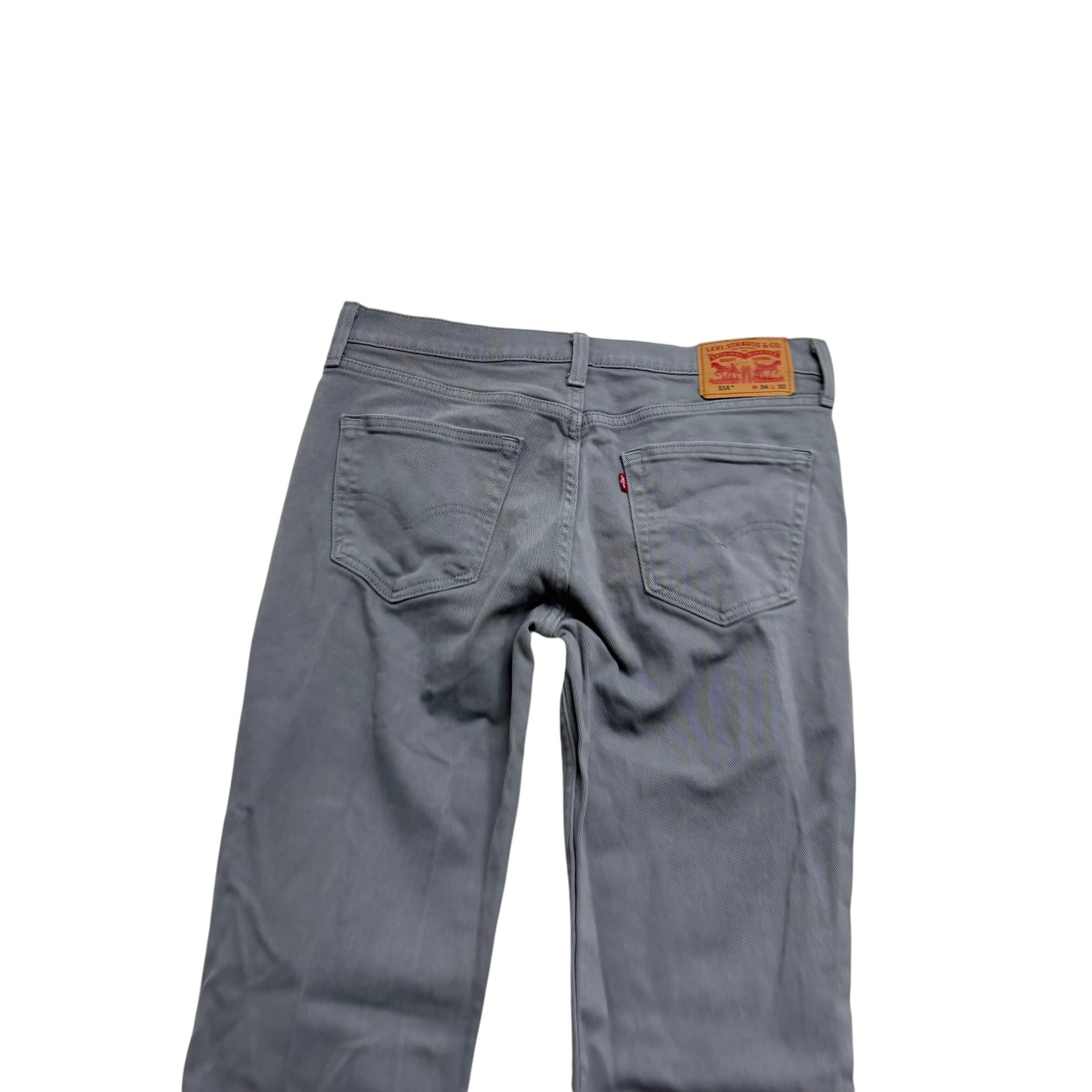 Levis 514 Jeans W34 L32 Mens Grey Regular Straight Fit Stretch Denim (F)