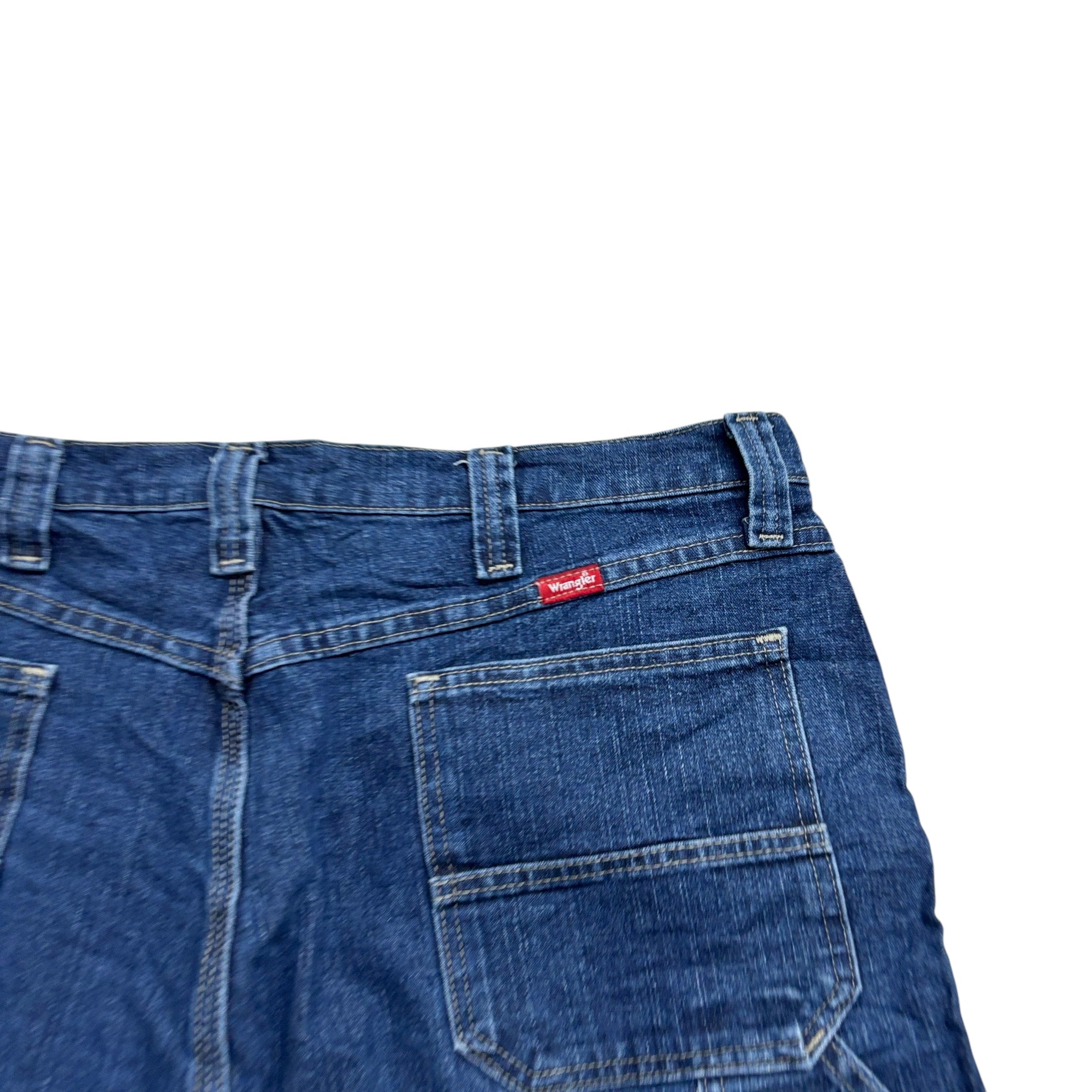 Wrangler Baggy Jorts W36 Mens Dark Blue Denim Shorts Relax Carpenter Stretch (E)