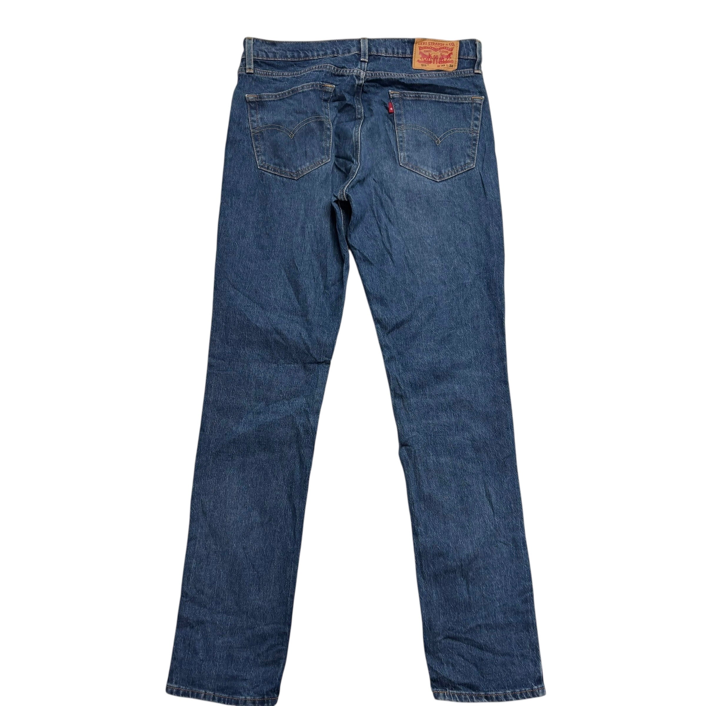 Levis 511 Jeans W33 L34 Mens Mid Blue Slim Fit Stretch Denim (E)