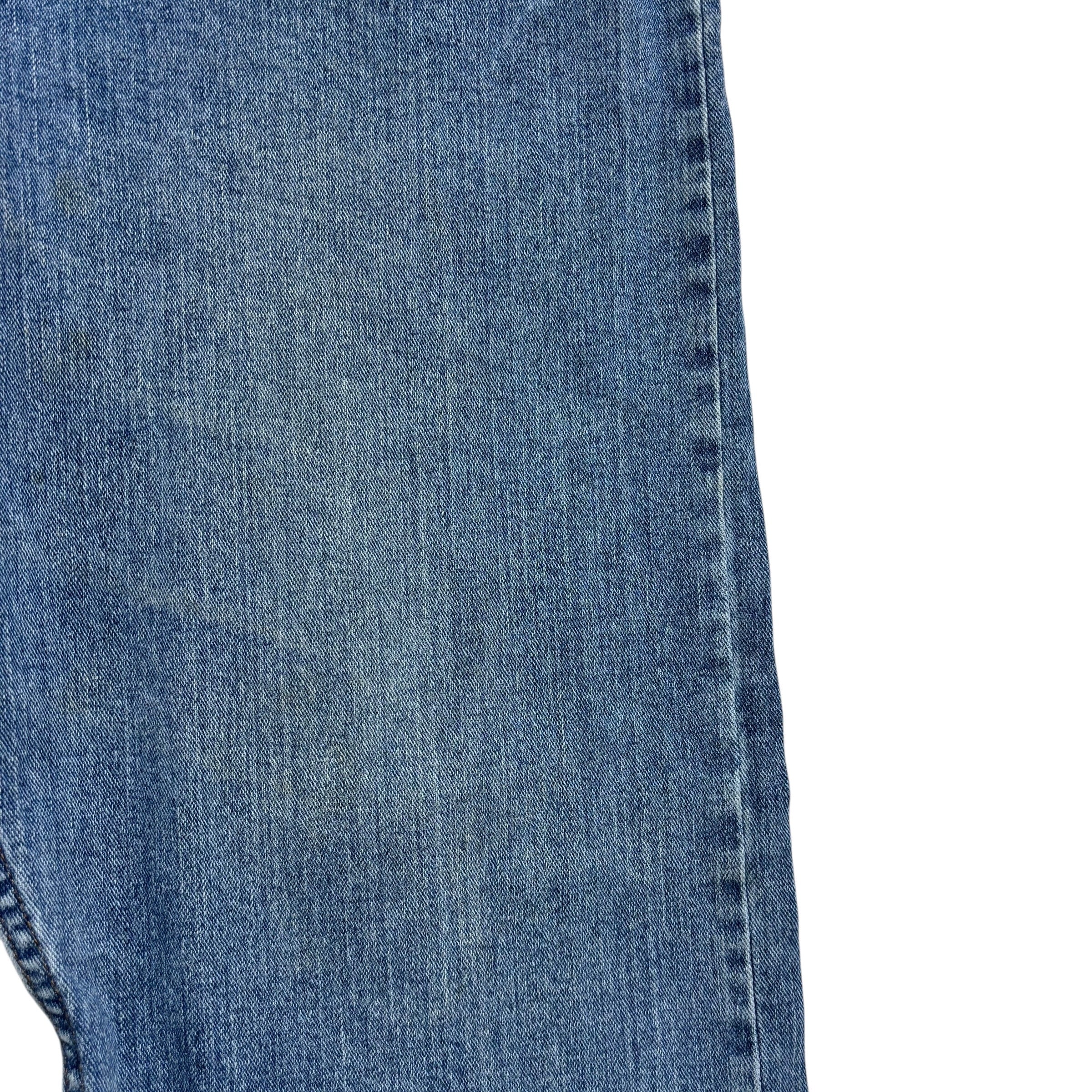 Wrangler Jeans W44 L30 Mens Mid Blue Relaxed Straight Fit Stretch Denim