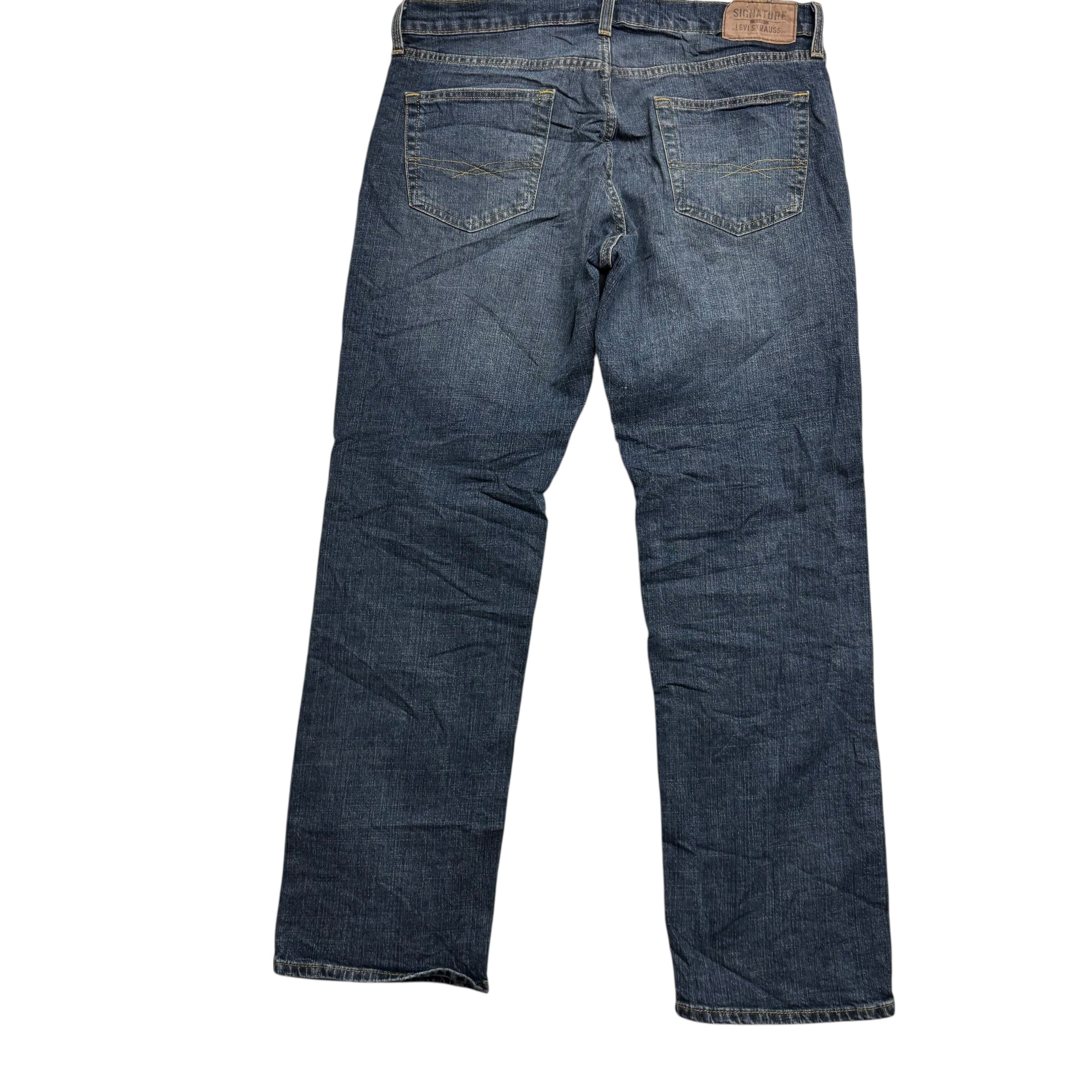 Levis Signature Jeans W34 L32 Mens Dark Blue Relaxed Baggy Stretch Denim (E)