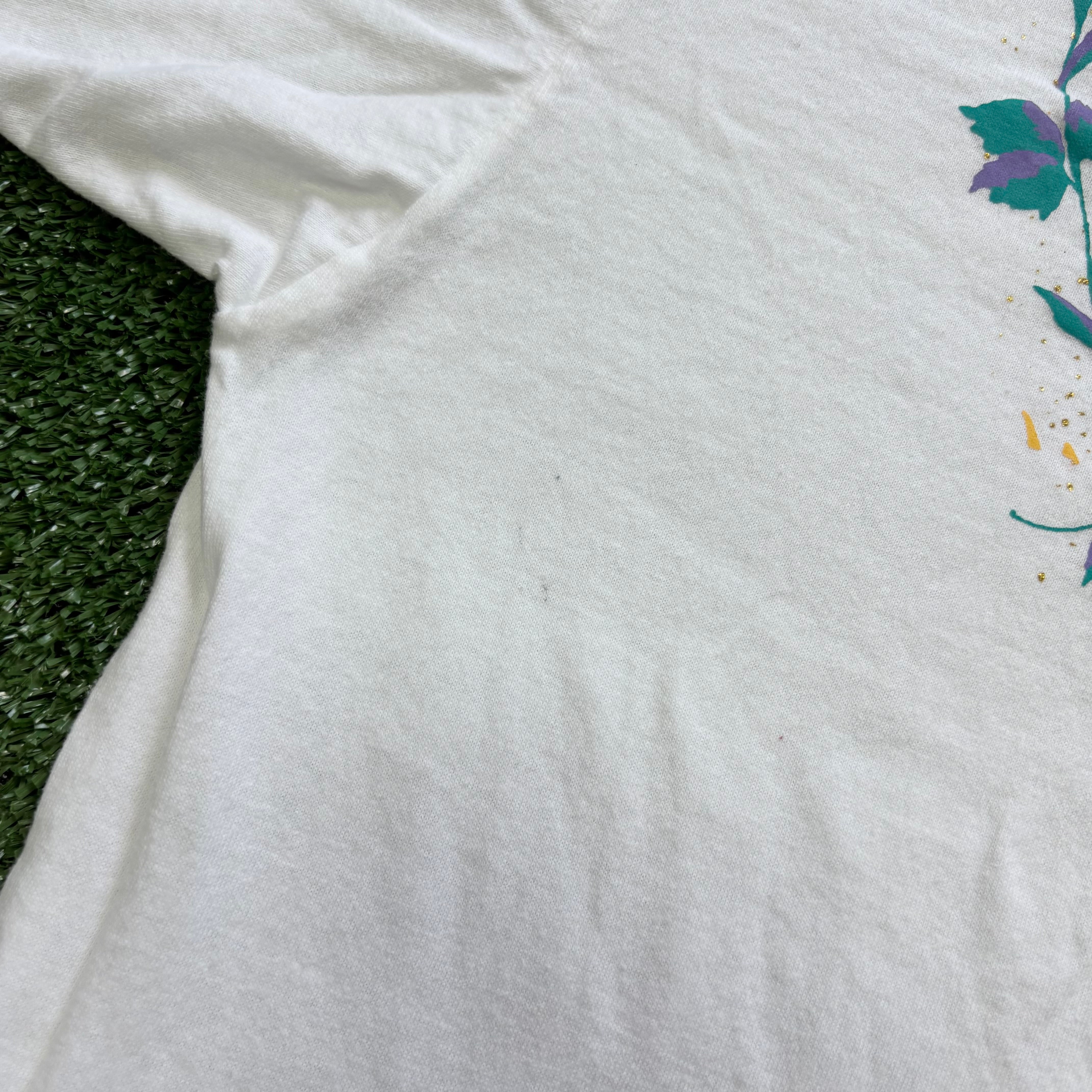Vintage T Shirt Mens Large White Single Stitch Graphic Print 90s USA Tourist