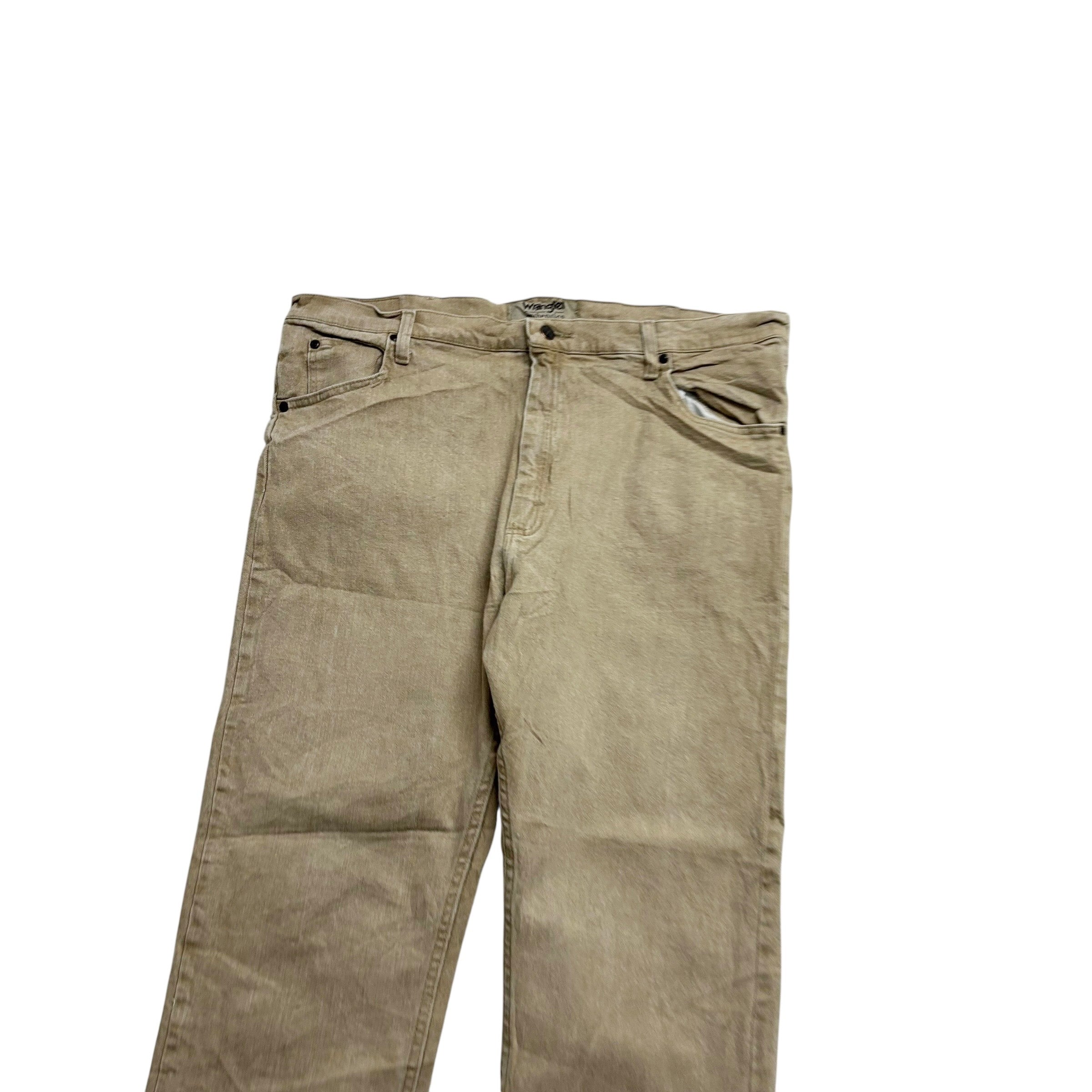 Wrangler Jeans W40 L30 Mens Beige Tan Regular Straight Fit Stretch Denim (E)