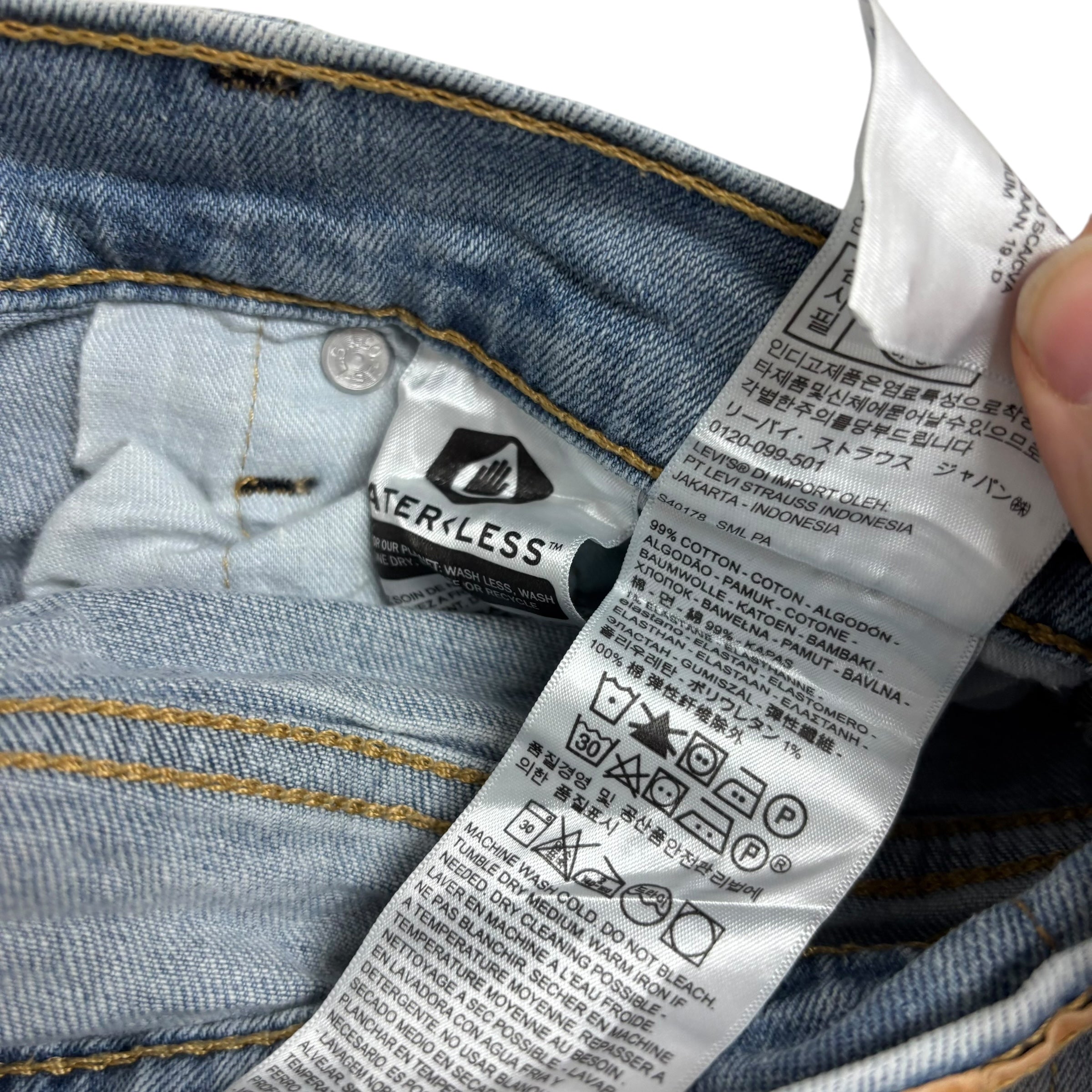 Levis 513 Jeans W30 L32 Mens Light Blue Slim Straight Fit Stretch Denim