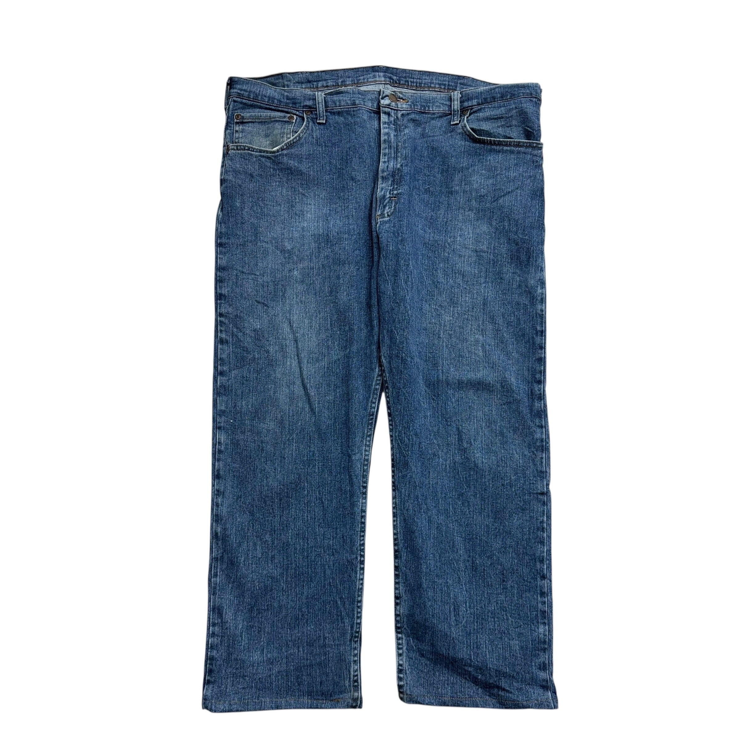 Wrangler Jeans W40 L26 Mens Mid Blue Regular Straight Fit Stretch Denim
