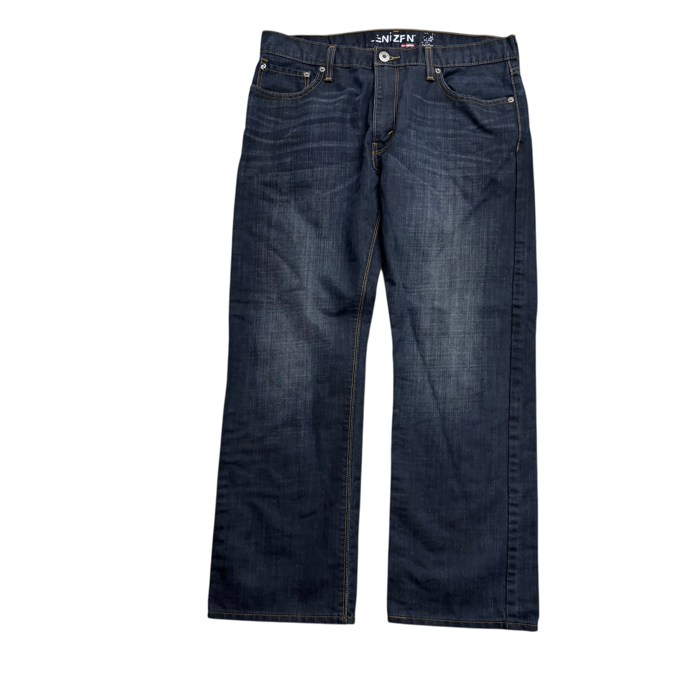 Levis Denizen Jeans W36 L29 Mens Dark Blue Relaxed Straight Vintage Denim (E)