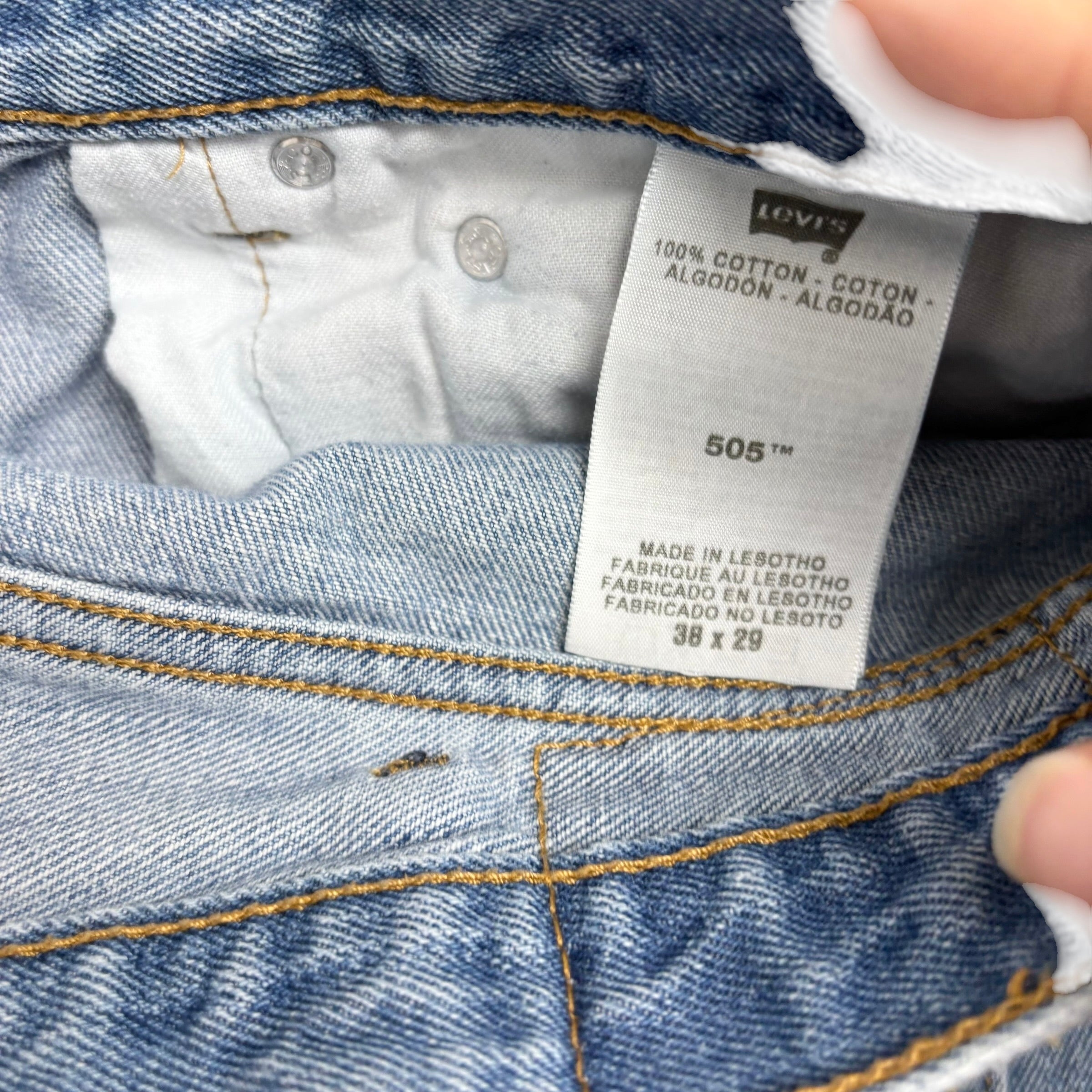 Levis 505 Jeans W38 L29 Mens Light Blue Regular Straight Fit Vintage Denim (E)