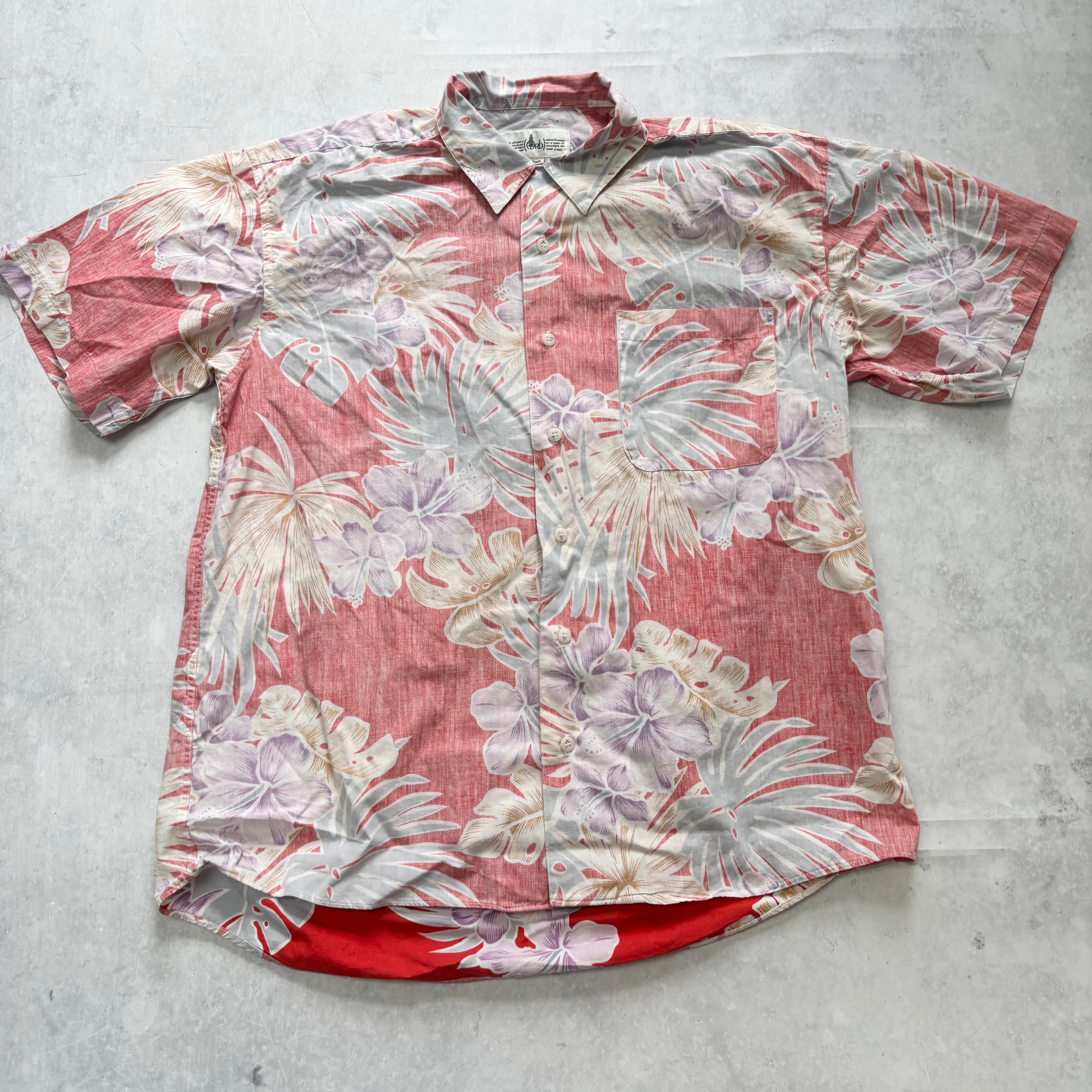Vintage Hawaiian Shirt Mens Medium Red Floral Aloha Short Sleeve (E)