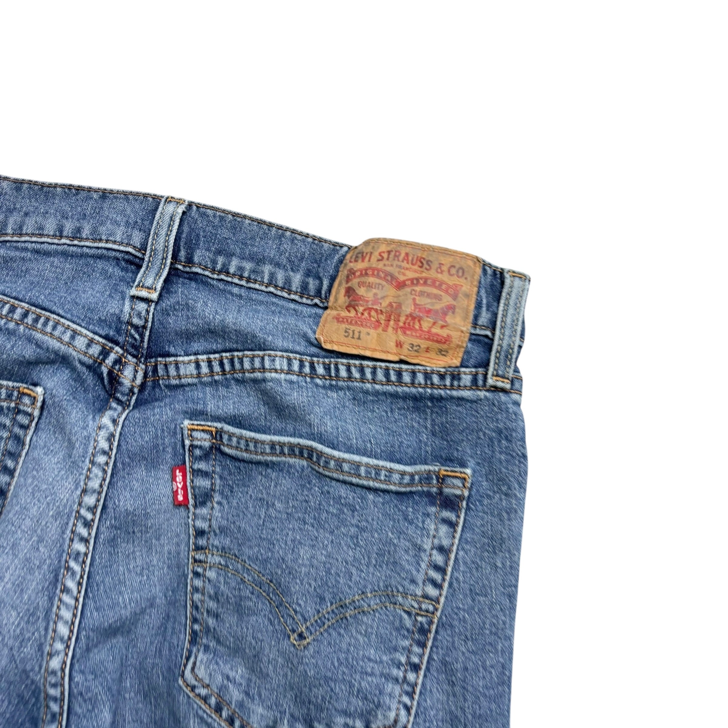 Levis 511 Jeans W32 L31 Mens Mid Blue Slim Fit Stretch Denim (F)