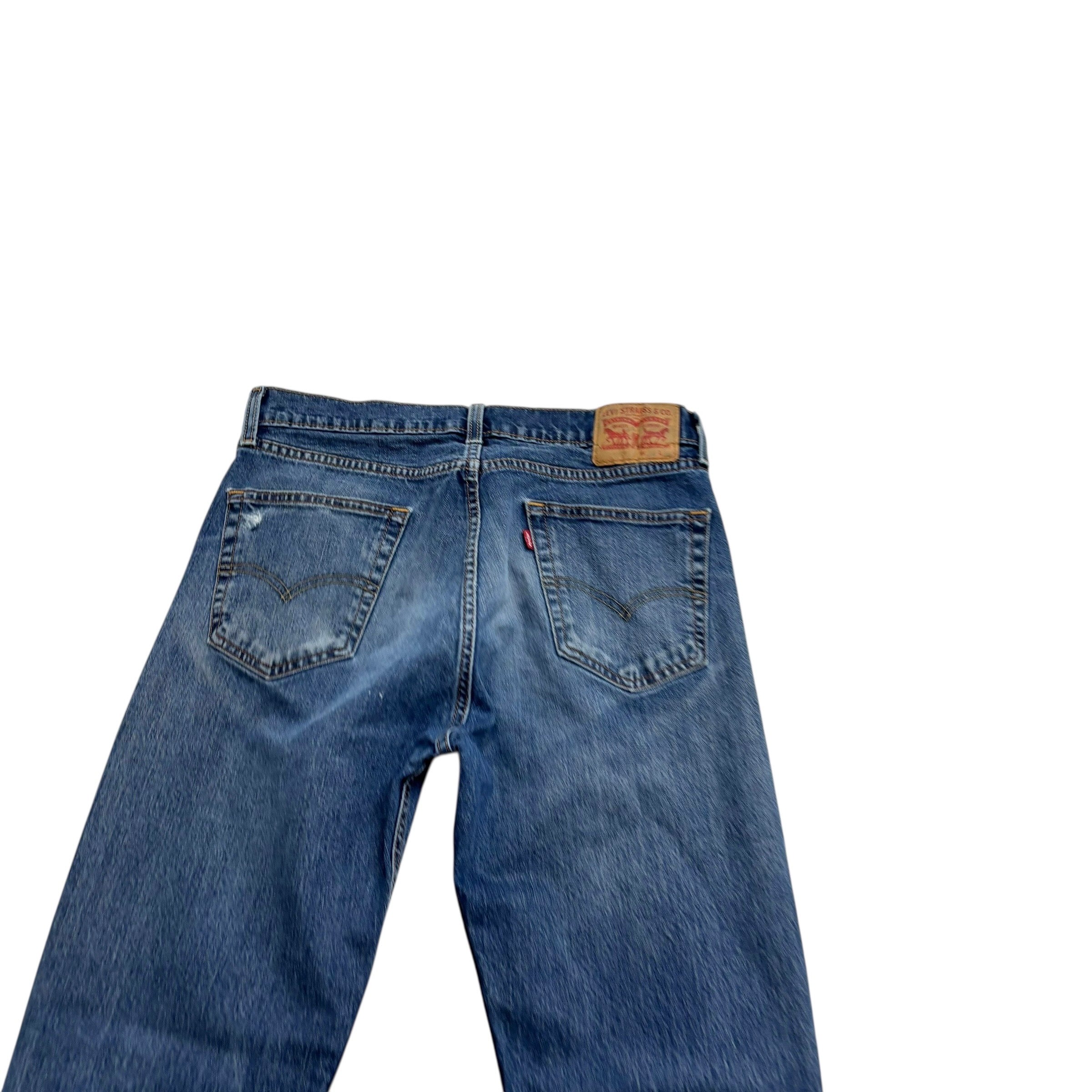 Levis 505 Jeans W34 L36 Mens Mid Blue Regular Straight Fit Stretch Denim (F)