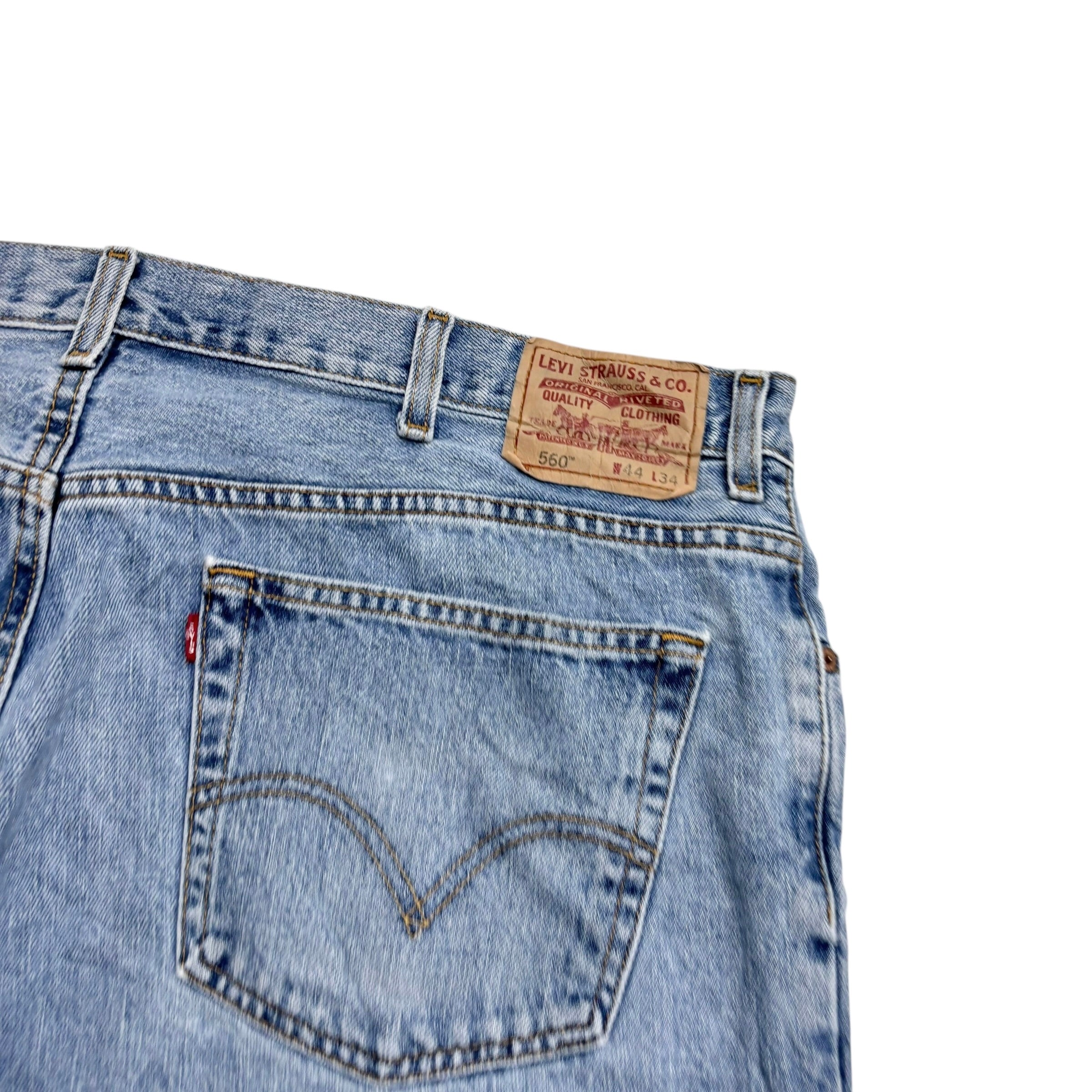 Levis 560 Jeans W44 L32 Mens Light Blue Baggy Relaxed Comfort Vintage Denim (E)