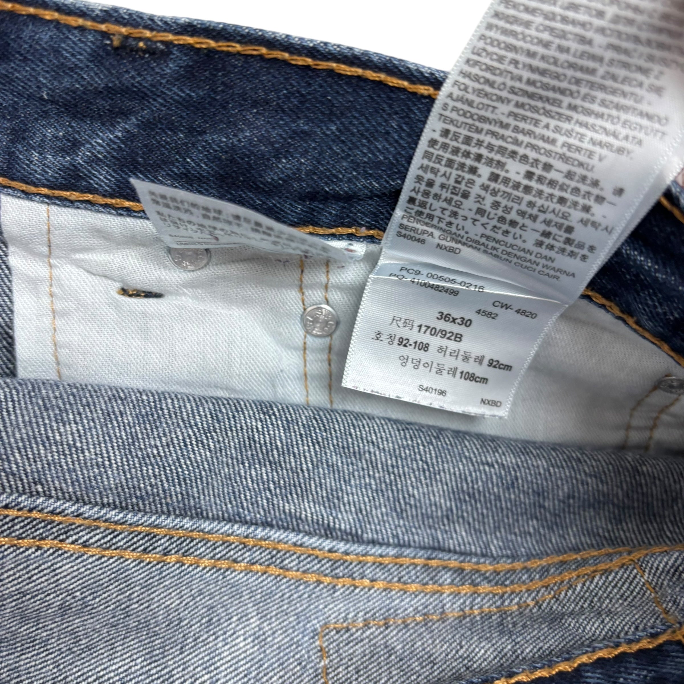 Levis 505 Jeans W36 L30 Mens Dark Blue Regular Straight Fit Denim (E)