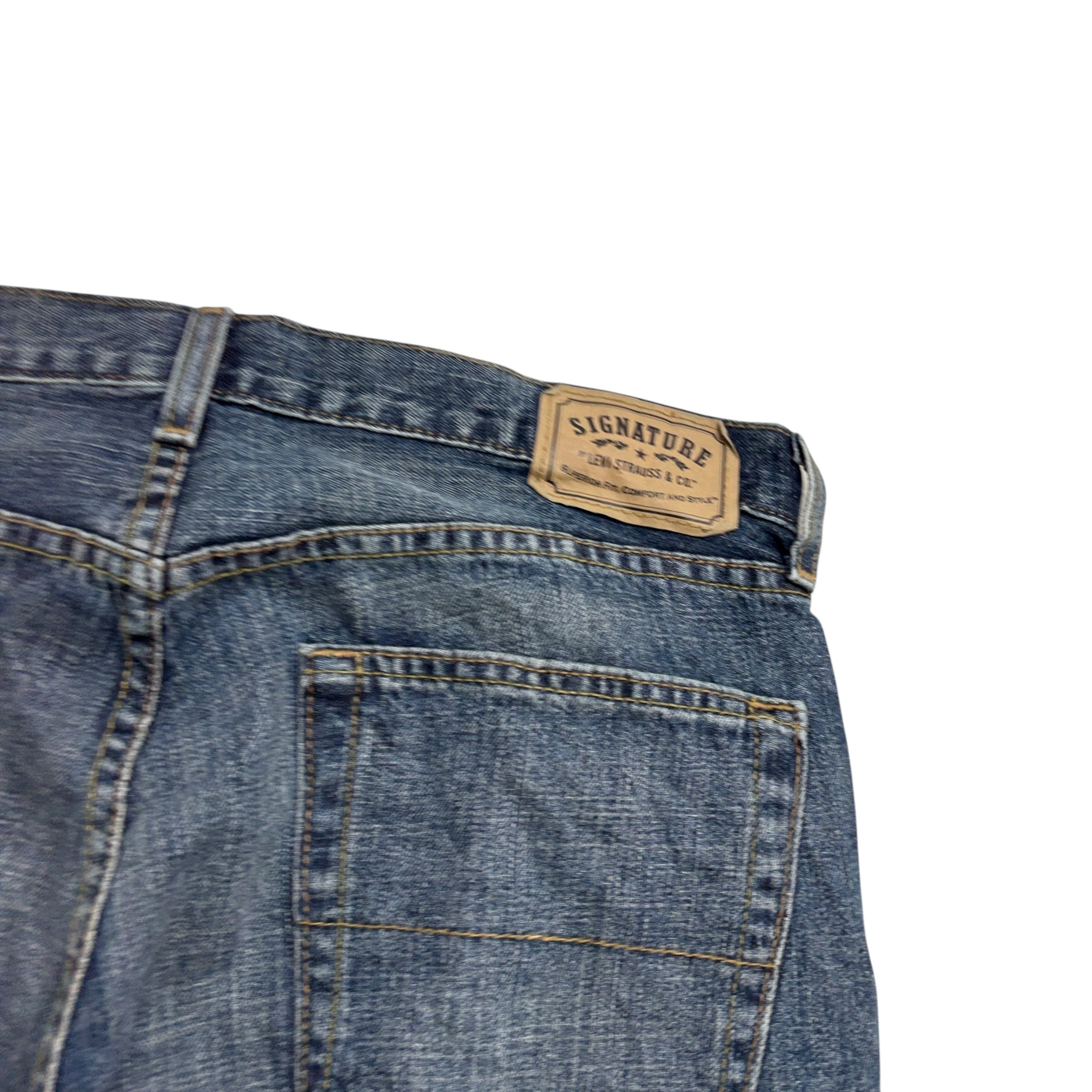 Levis Signature Jeans W34 L34 Mens Mid Blue Relaxed Straight Fit Vintage (E)