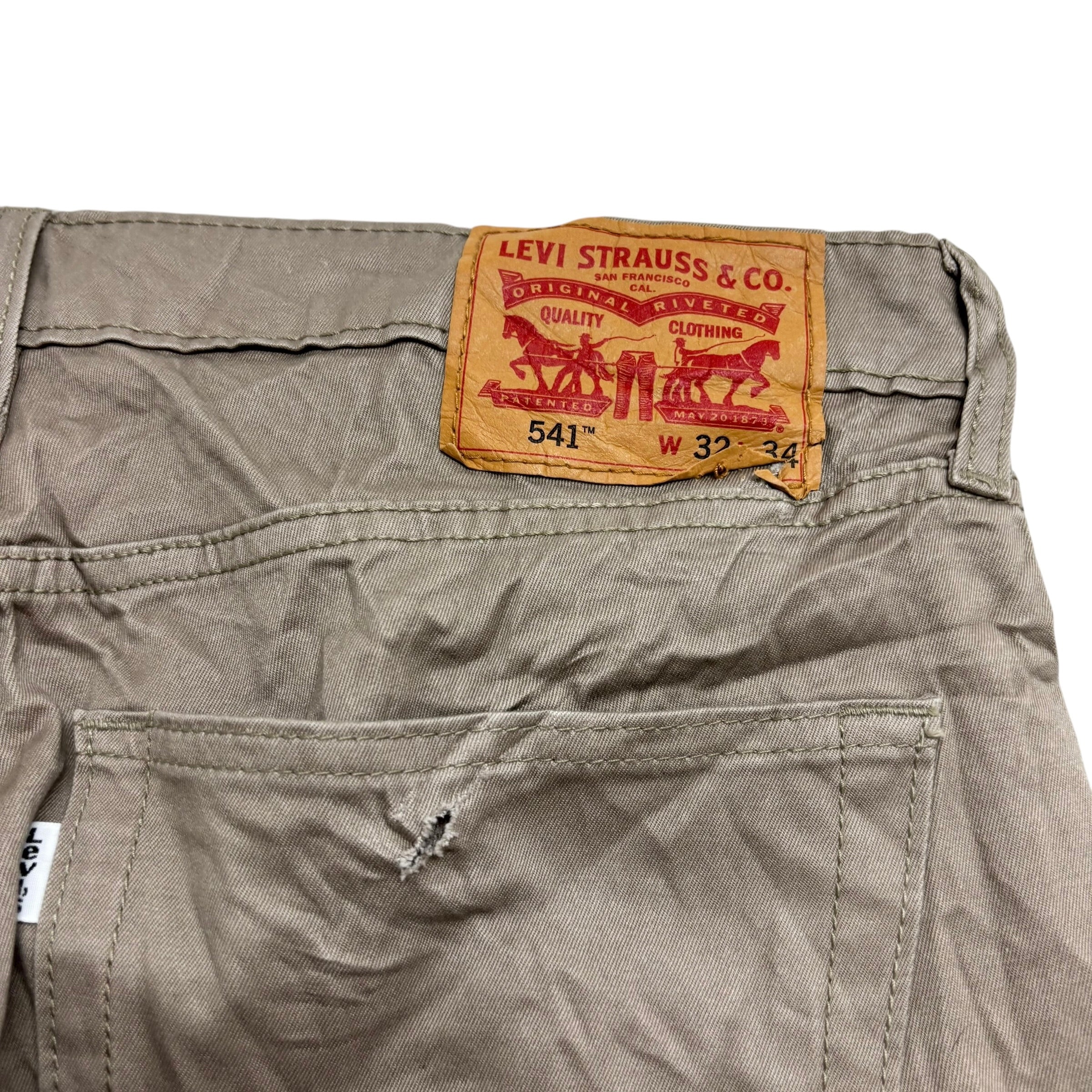 Levis 541 Trousers W33 L34 Mens Beige Athletic Tapered Fit Stretch Pants