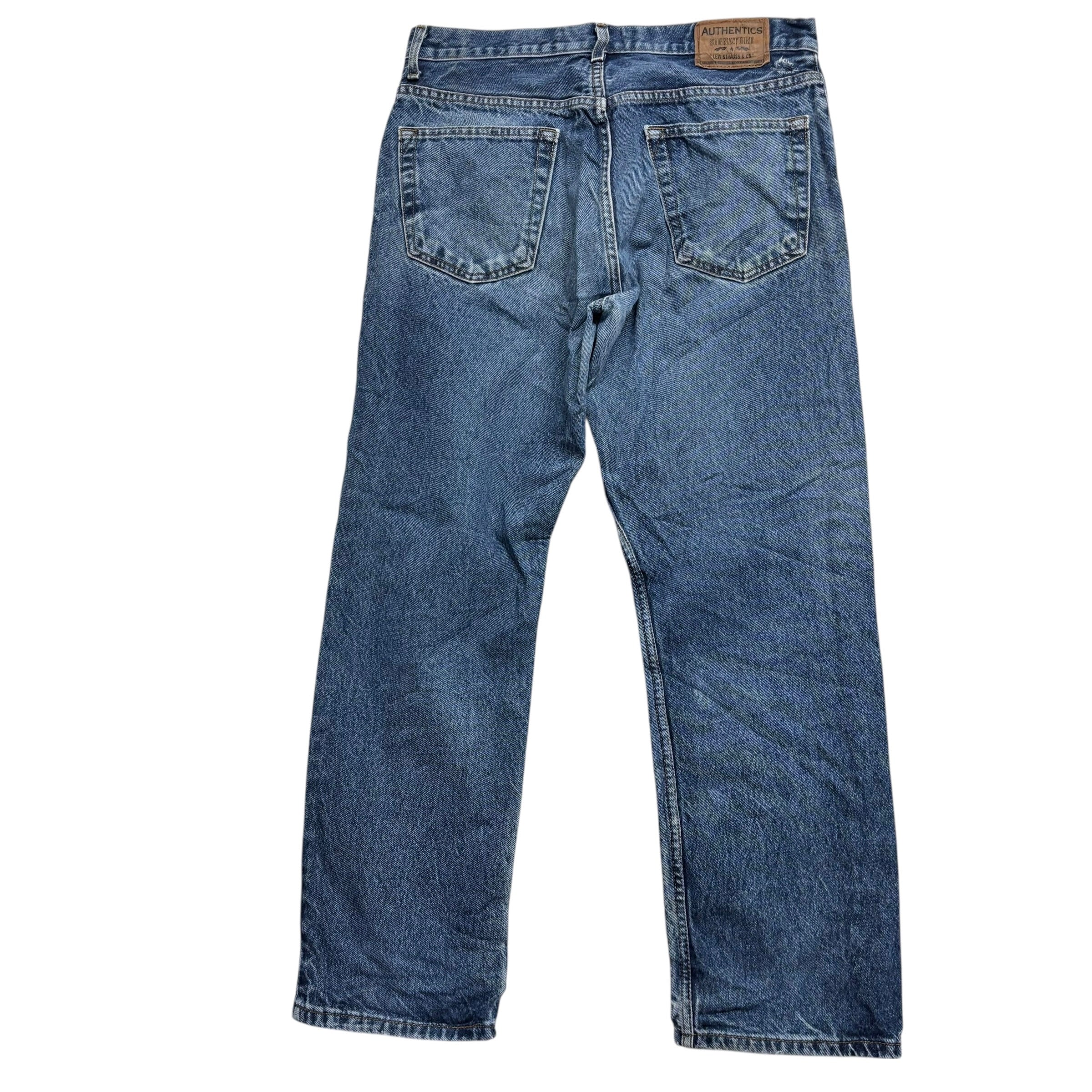 Levis Signature Jeans W33 L30 Mens Mid Blue Regular Straight Fit Vintage (F)