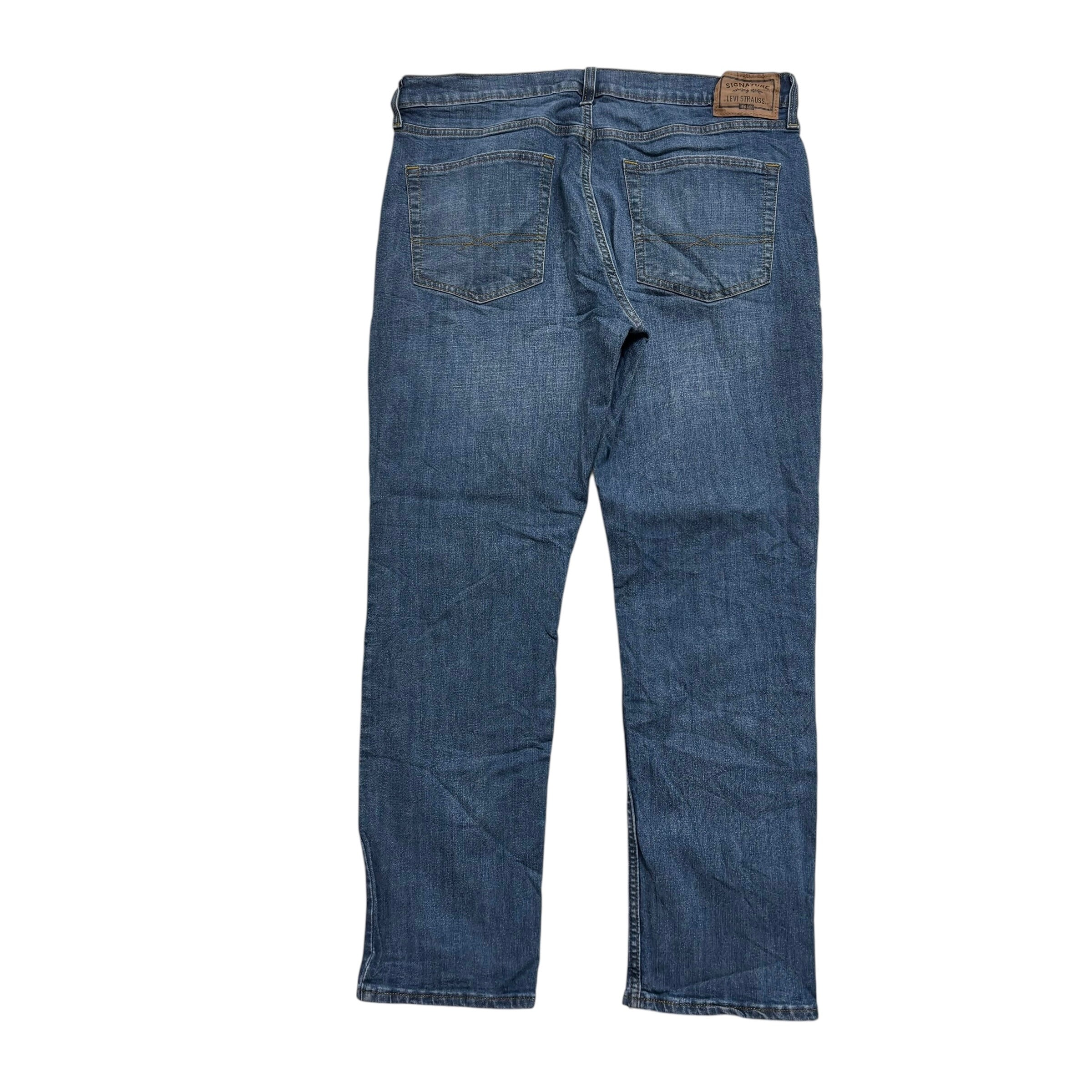 Levis Signature Jeans W36 L30 Mens Mid Blue Regular Straight Fit Stretch (E)