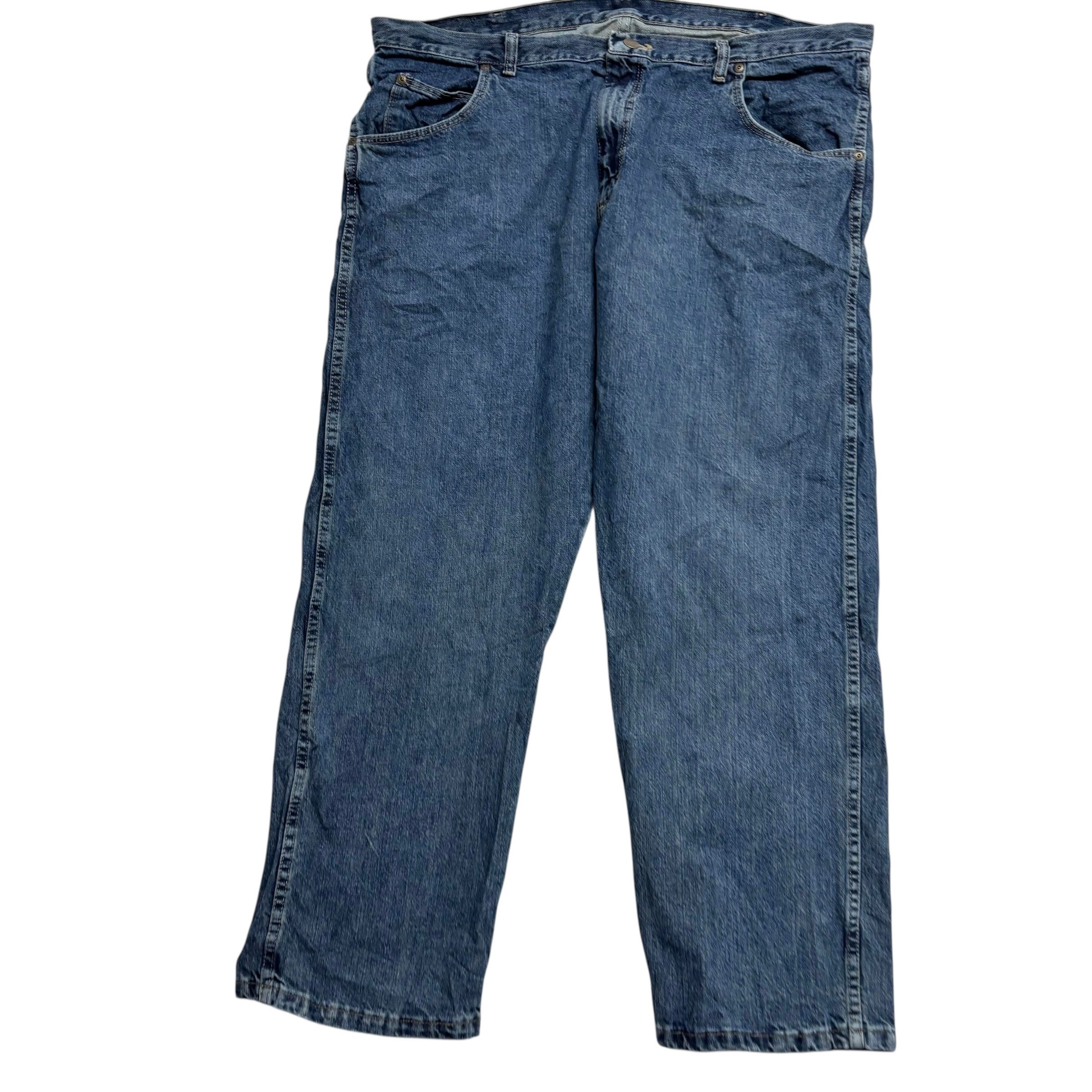 Wrangler Jeans W42 L30 Mens Mid Blue Baggy Relaxed Straight Fit Denim (E)