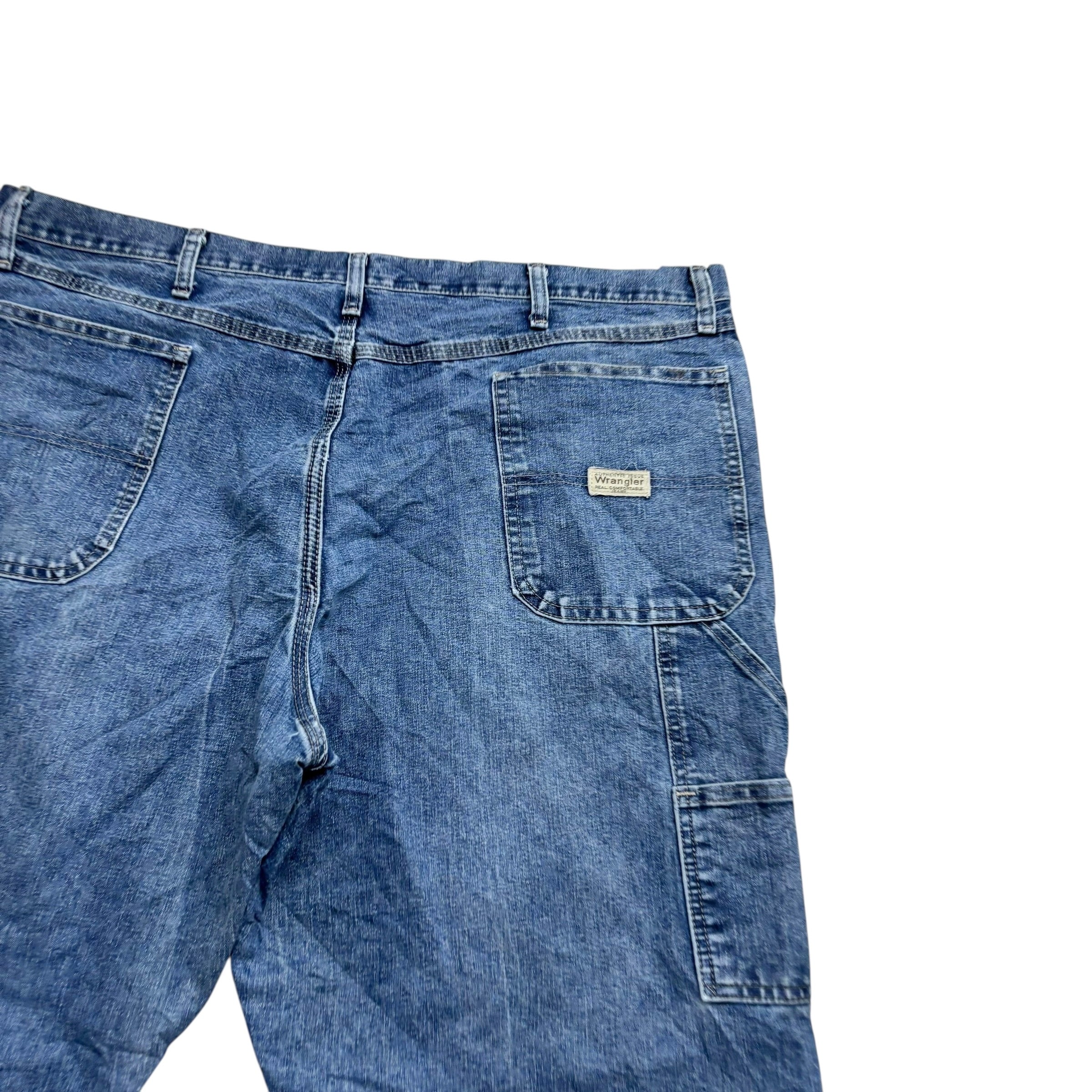 Wrangler Carpenter Jeans W42 L30 Mens Mid Blue Relaxed Straight Fit Denim (F)