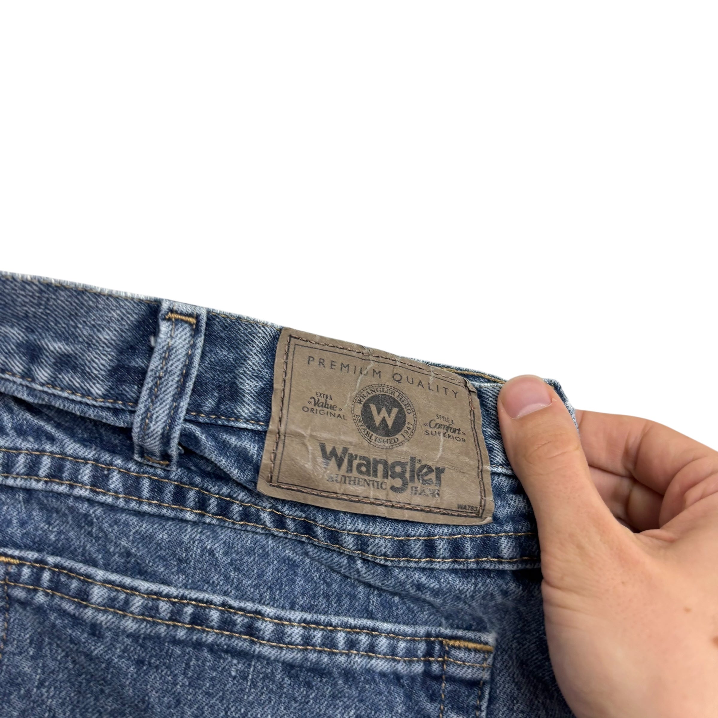 Wrangler Jeans W40 L32 Mens Mid Blue Relaxed Straight Fit Baggy Denim (E)