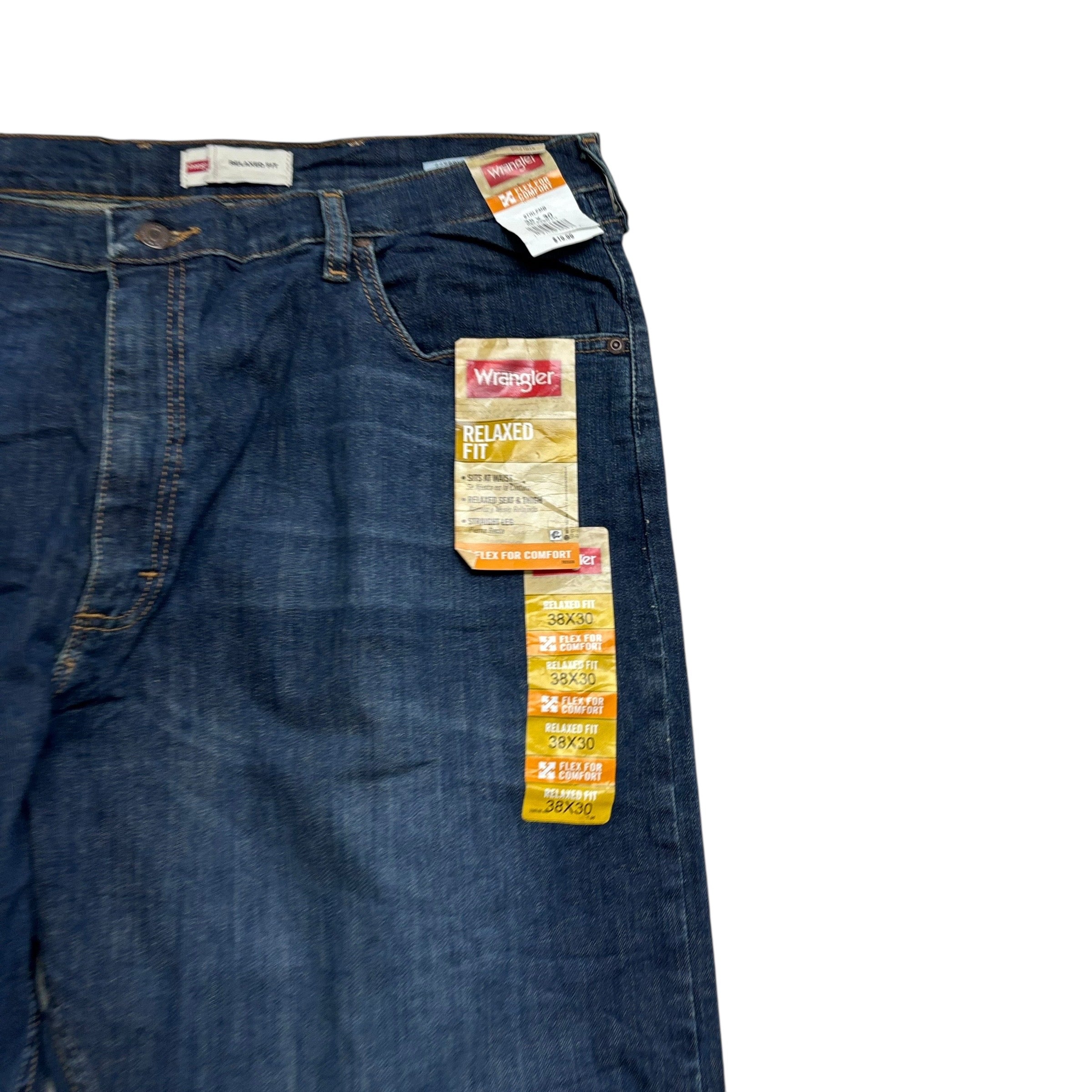 Wrangler Jeans W38 L30 Mens Dark Blue Relaxed Straight Fit Stretch Denim (E)