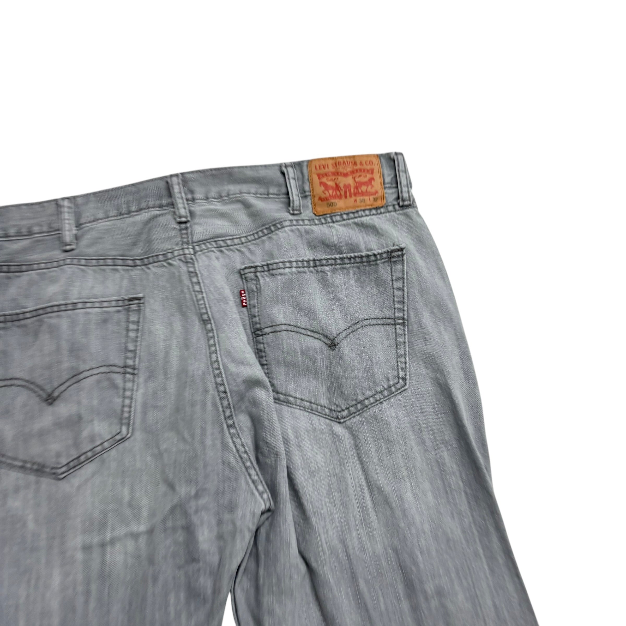 Levis 505 Jeans W38 L32 Mens Grey Regular Straight Fit Denim