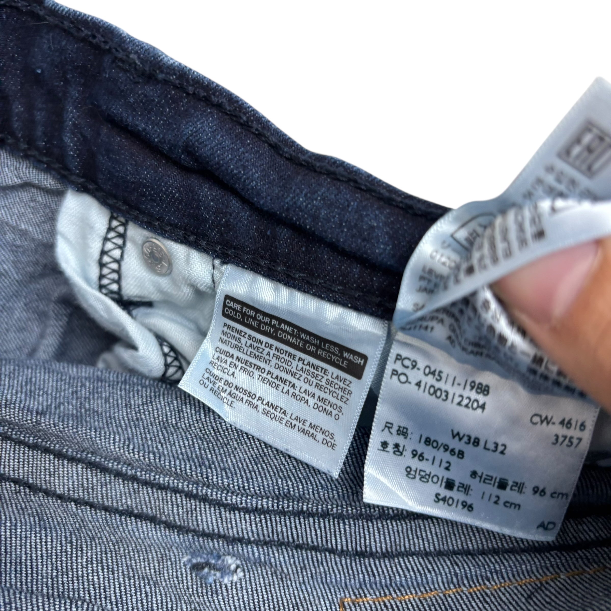 Levis 511 Jeans W38 L30 Mens Navy Blue Slim Fit Stretch Denim (E)