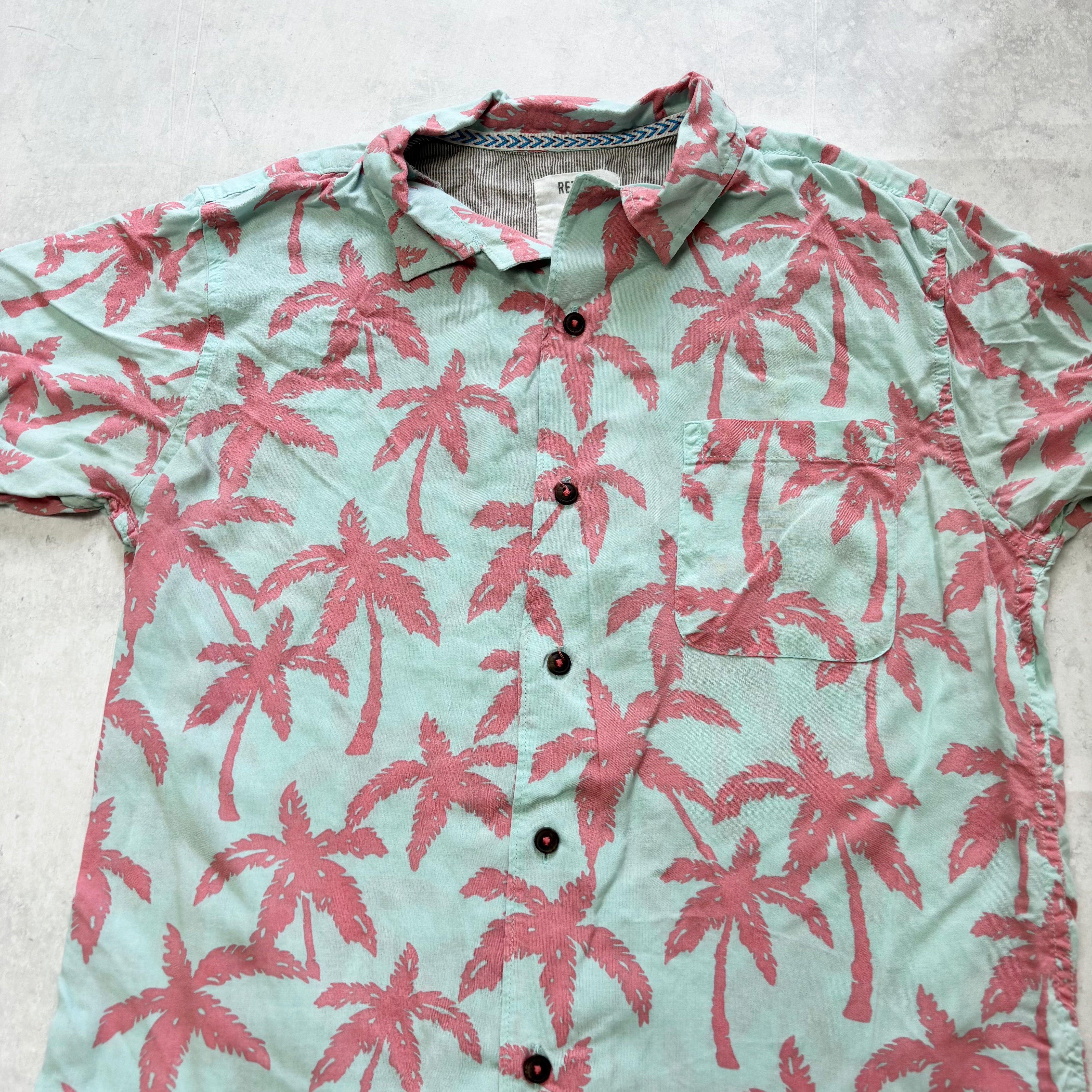 Hawaiian Shirt Mens Small Blue Floral Aloha Short Sleeve Rayon (E)