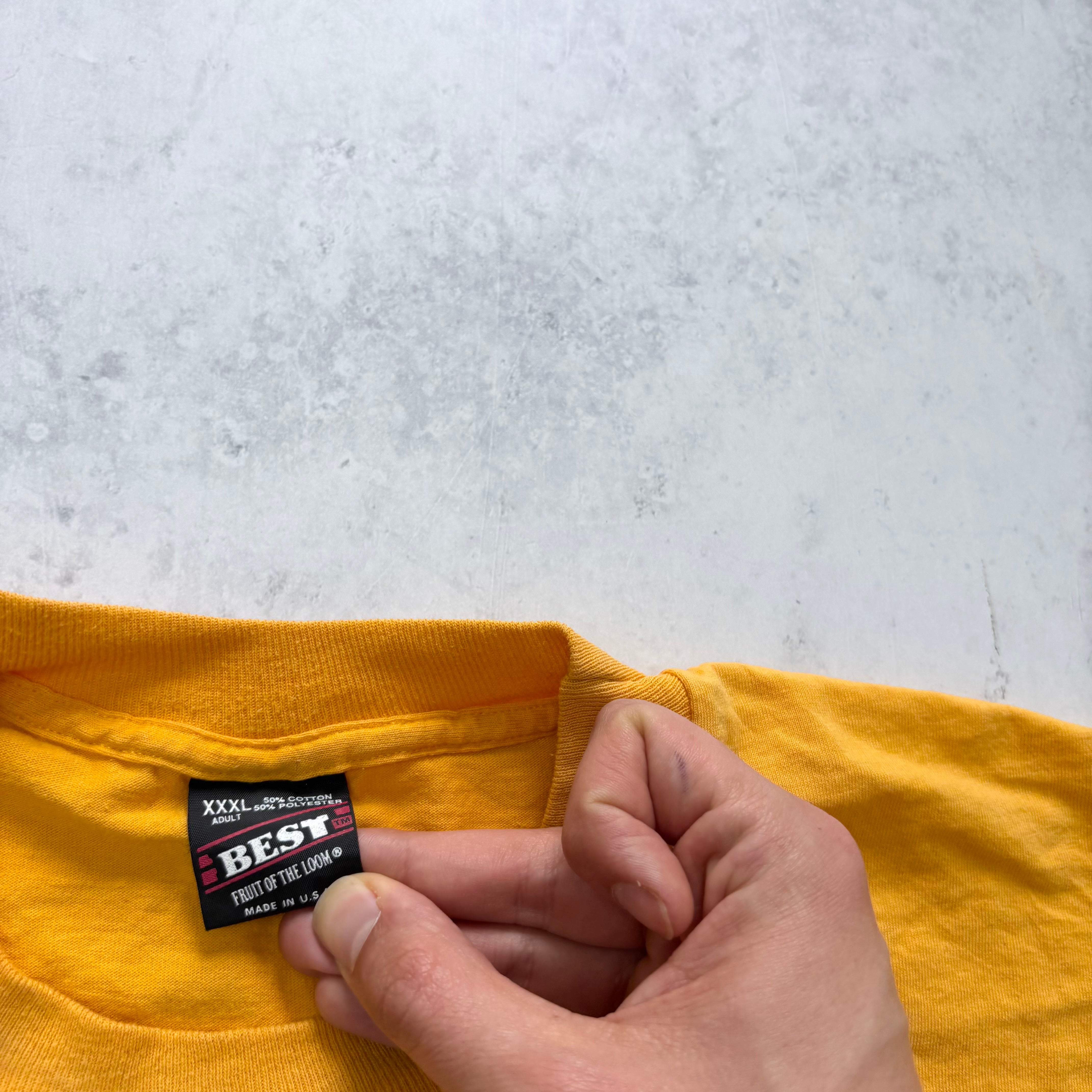 Vintage T Shirt Mens 3XL Yellow Single Stitch Graphic Print 90s USA Tourist (F)